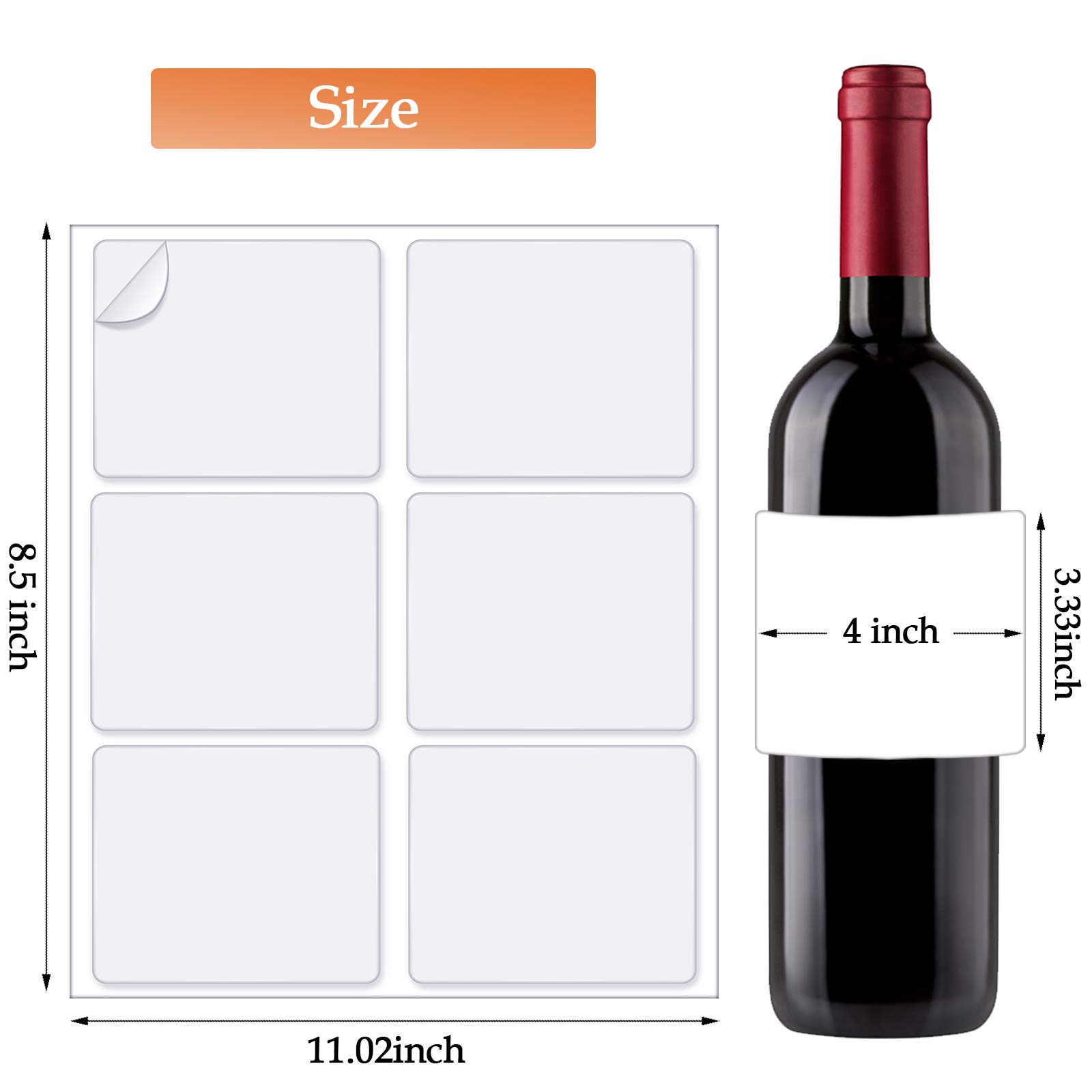 Zonon 4 x 3-1/3 Inch Printable Matte White Wine Bottle Labels - 20 Sheets (120 Labels) for Laser & Inkjet Printers | DIY Wine Making, Home Brewing, Wedding Favors & Gift Bottle Decorations