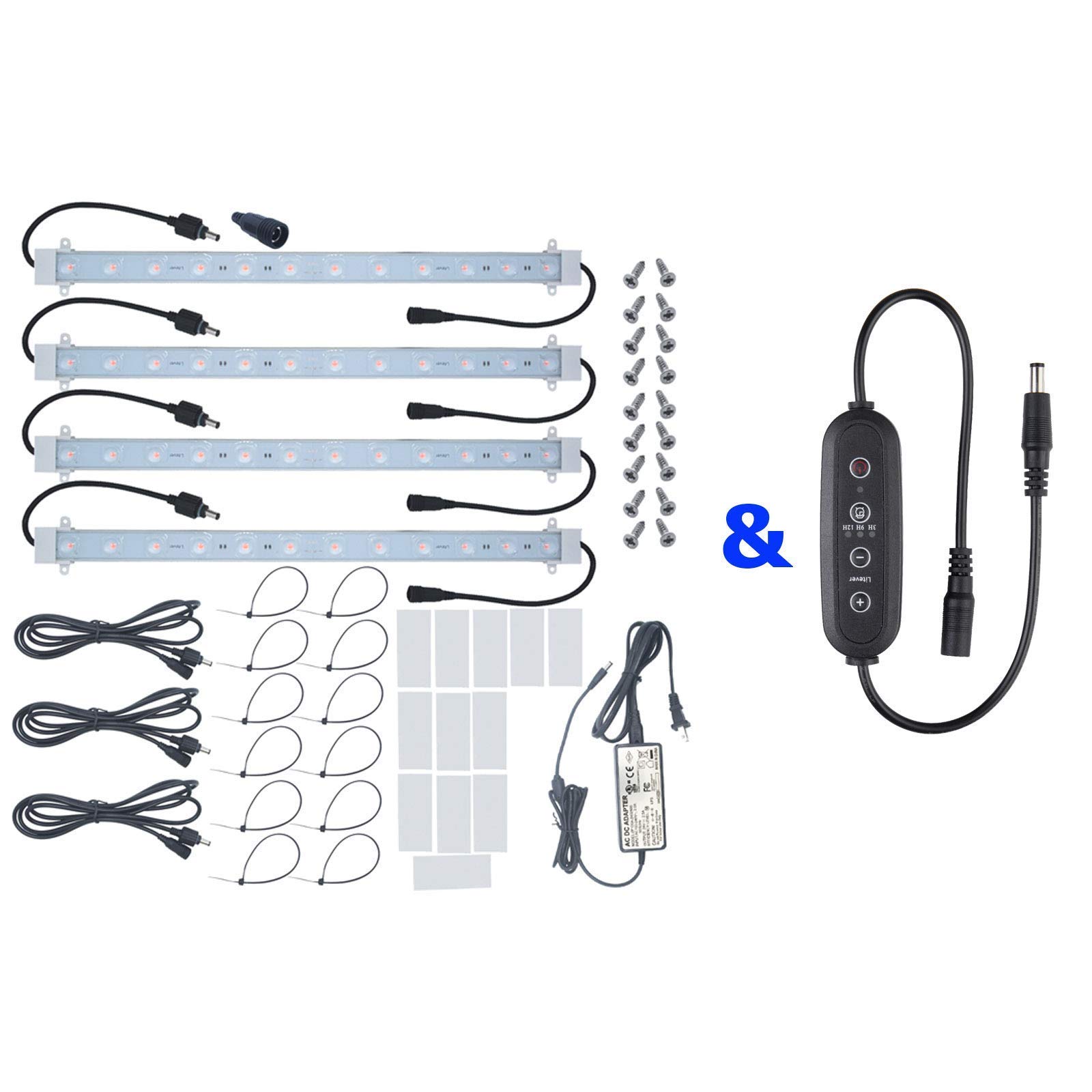 Litever 45W LED Grow Light Strip Kit with Timer for Indoor Plants - Perfect for Hydroponics, Greenhouses, and Home Gardening