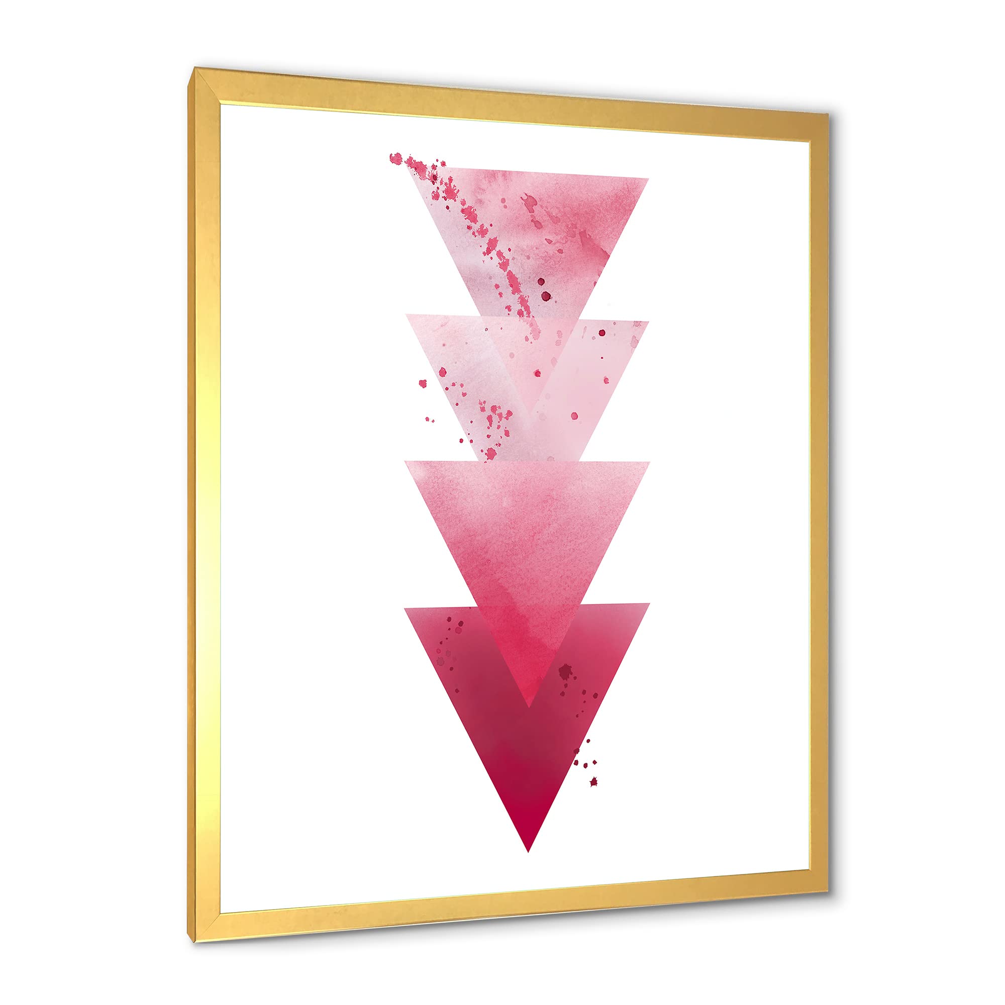 Abstract Red Triangle Geometric Wall Art - Modern Framed Canvas Painting for Living Room, Bedroom & Office Decor