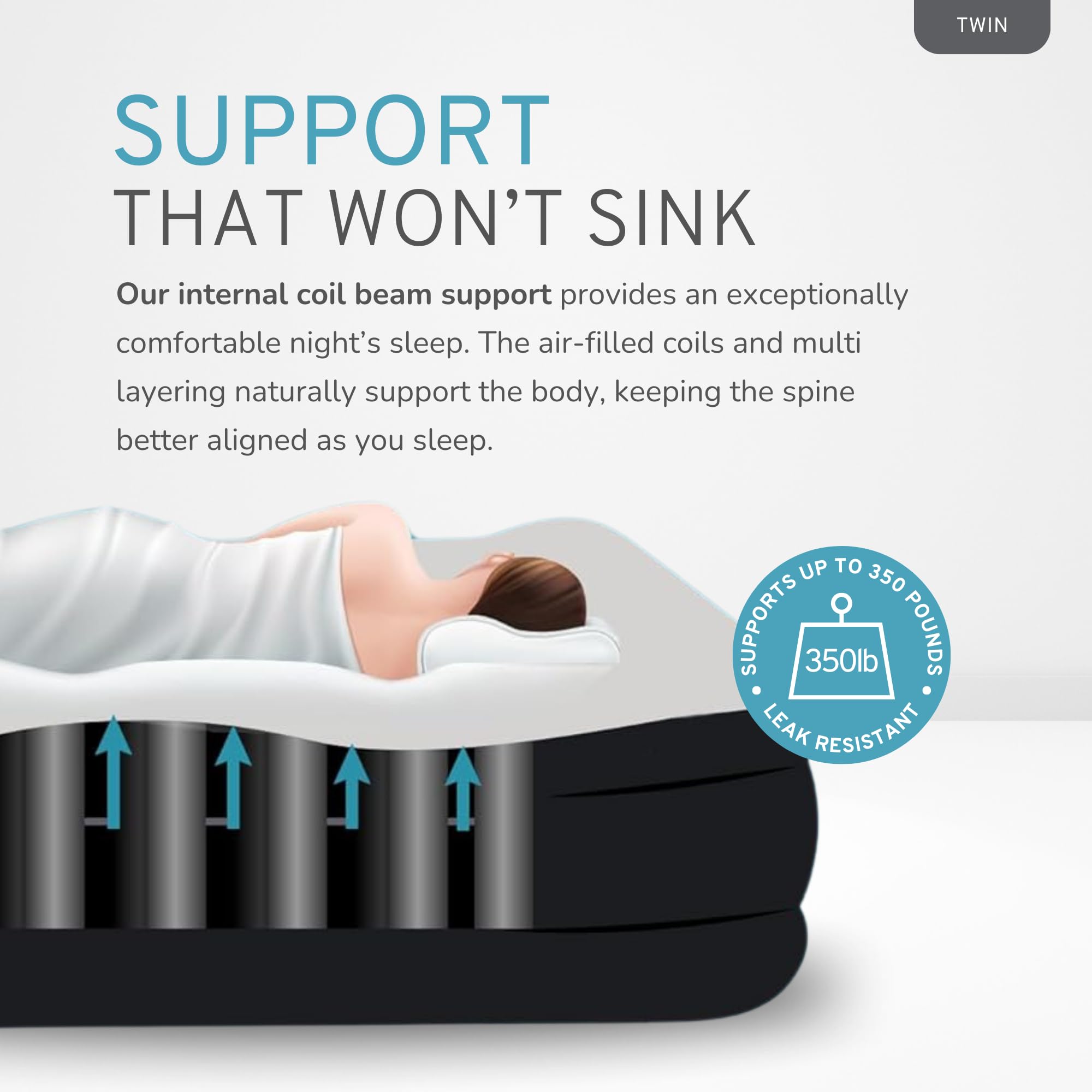 Luxury Pillow Top Twin Size Air Mattress with Built-in Pump - 20