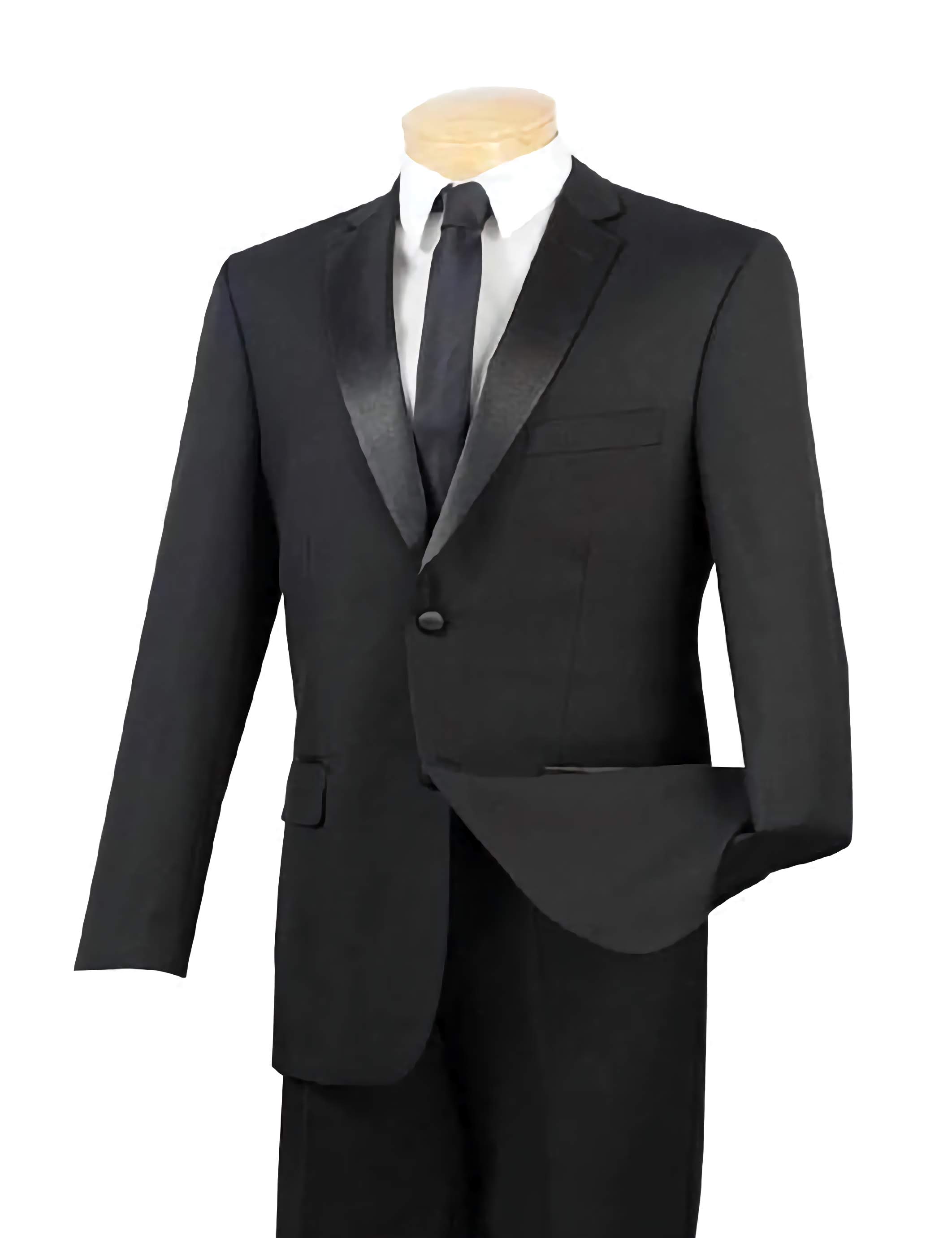 Black Regular Fit Satin Lapel 2-Piece Tuxedo Suit for Men - Perfect for Weddings, Prom, Formal Events & Evening Occasions