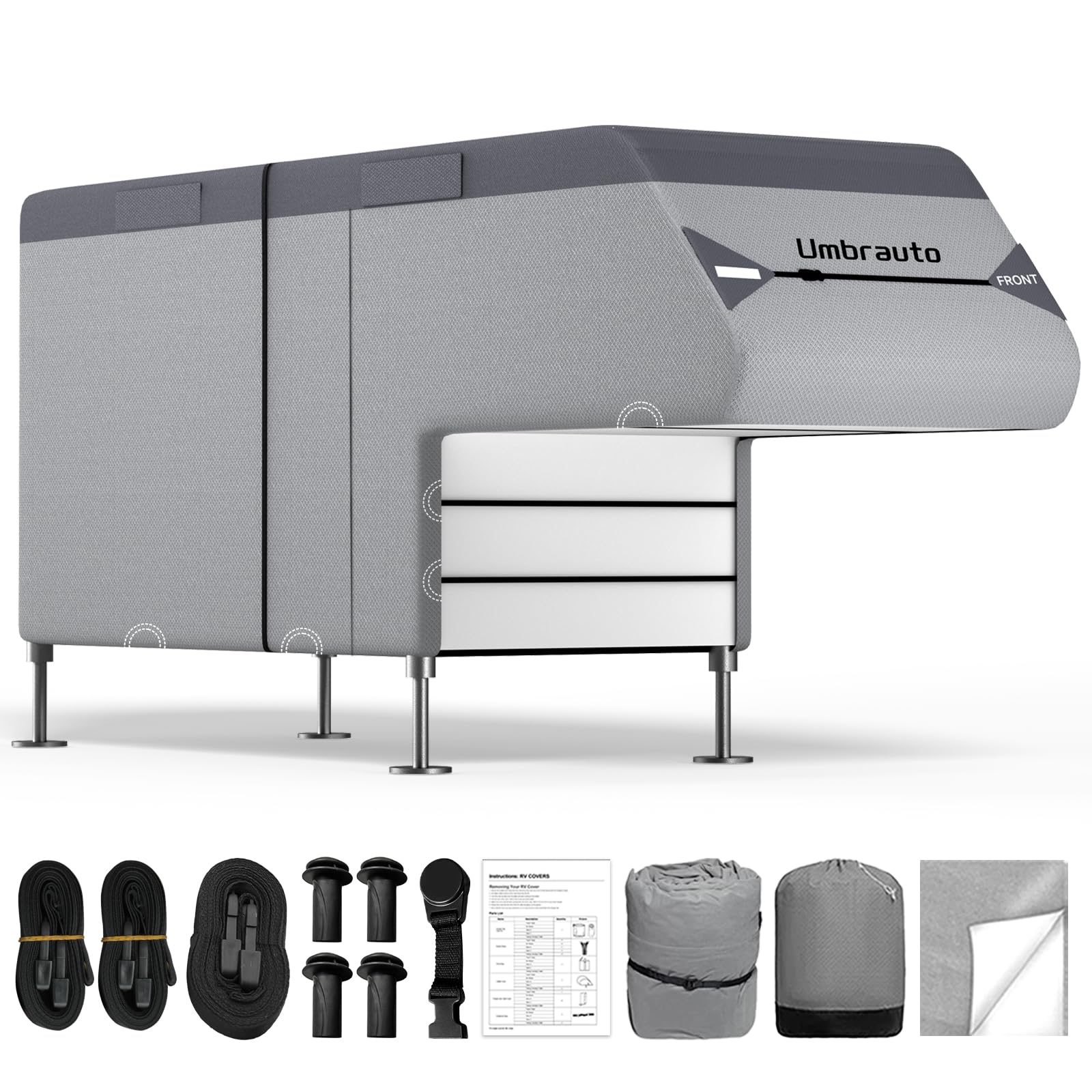 Umbrauto Truck Camper Cover - 7 Layer Heavy Duty RV Cover for 8-10FT Slide-in Campers | All Season Waterproof & Windproof Protection | Perfect for Winter Storage & Outdoor Camping Adventures