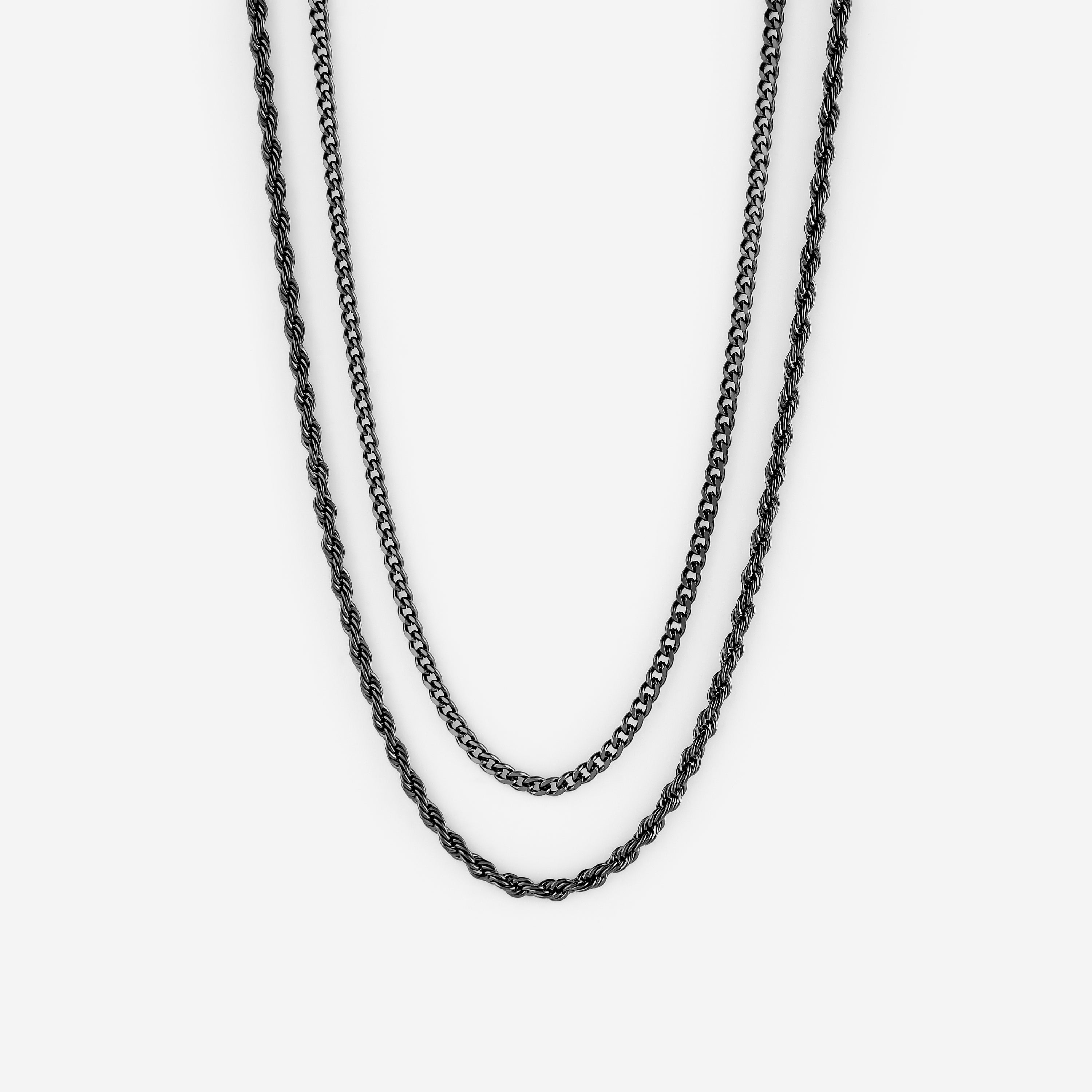 Men's Curb Chain & Rope Chain Stackable Bracelet Set - Stylish Layered Jewelry for Casual & Formal Wear