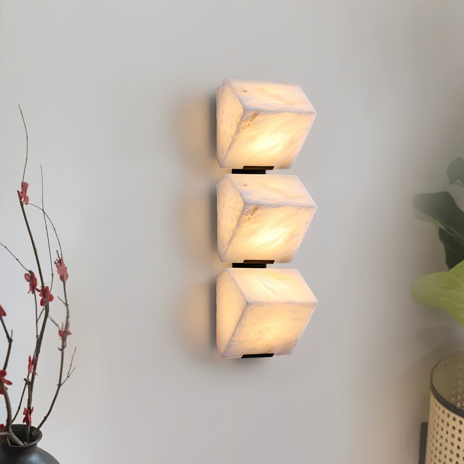 Alabaster Staircase Plug-in Wall Lamp - Modern Plug-in Sconce Lighting for Hallway, Bedroom & Staircase Decor