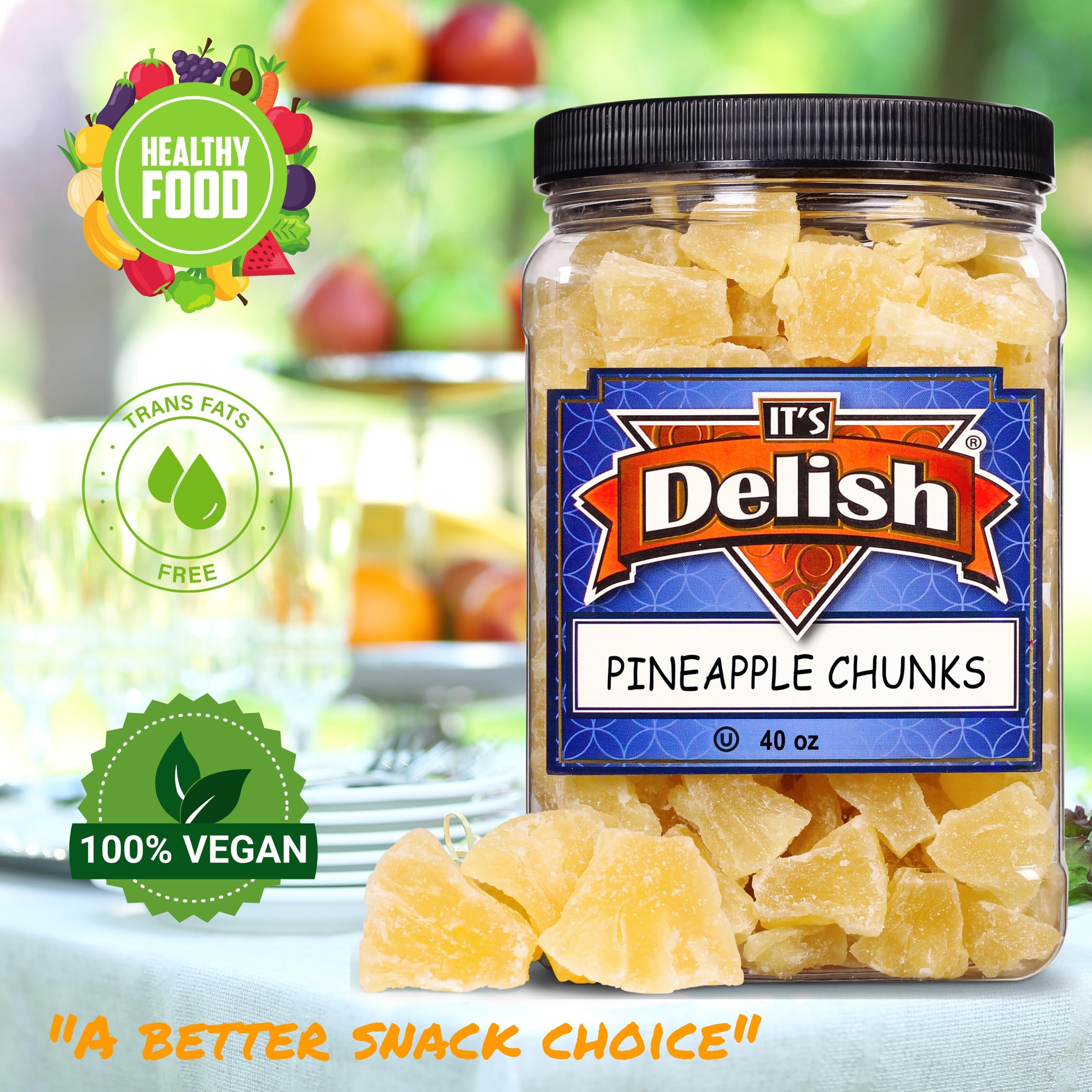 Sweet Dried Pineapple Chunks - 2.5lbs, Vegan Snacks for Hiking & Office