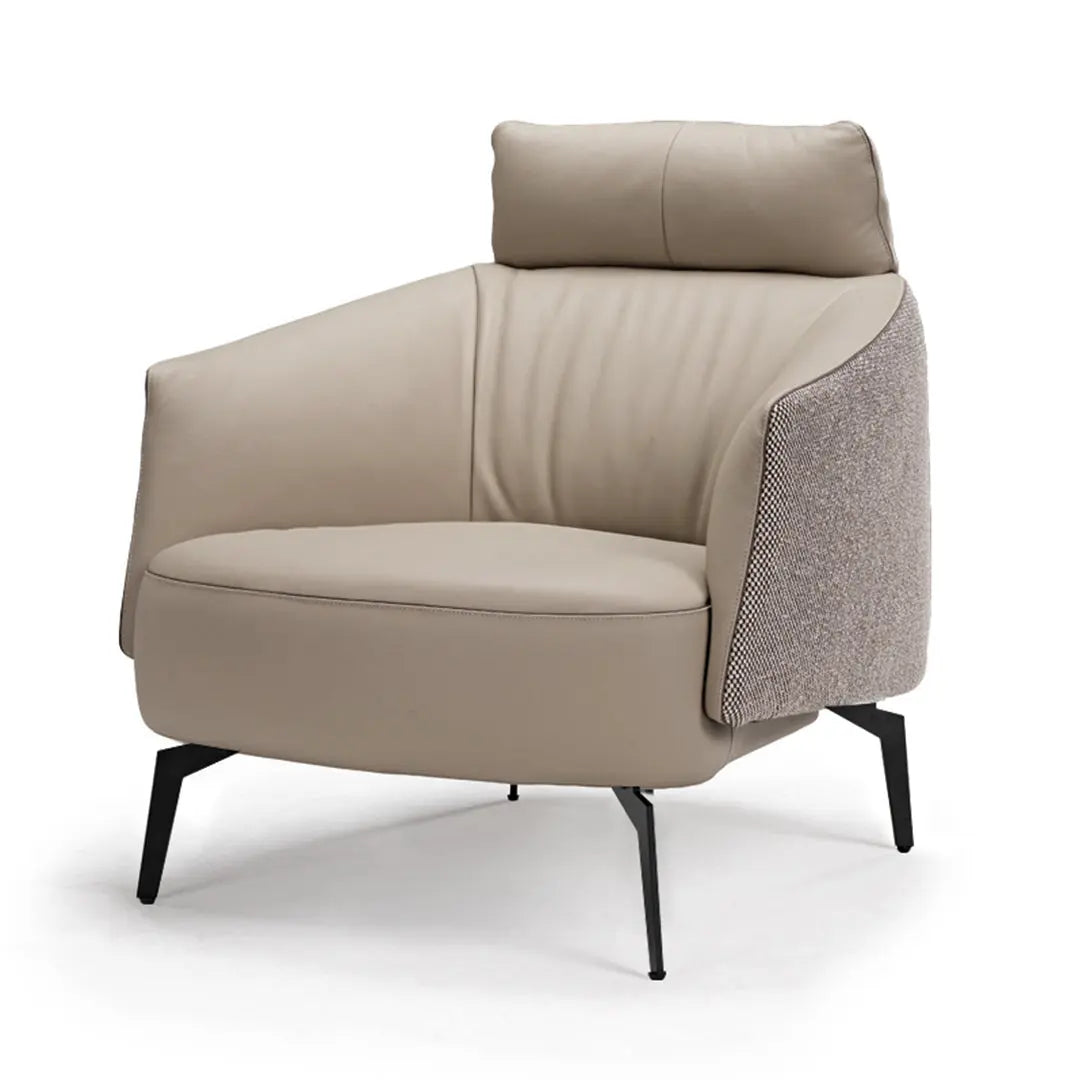 Luxury Napa Leather Comfort Ivory Lounge Chair - Modern Living Room Furniture for Relaxation & Style - Perfect for Home, Office, or Reading Nook
