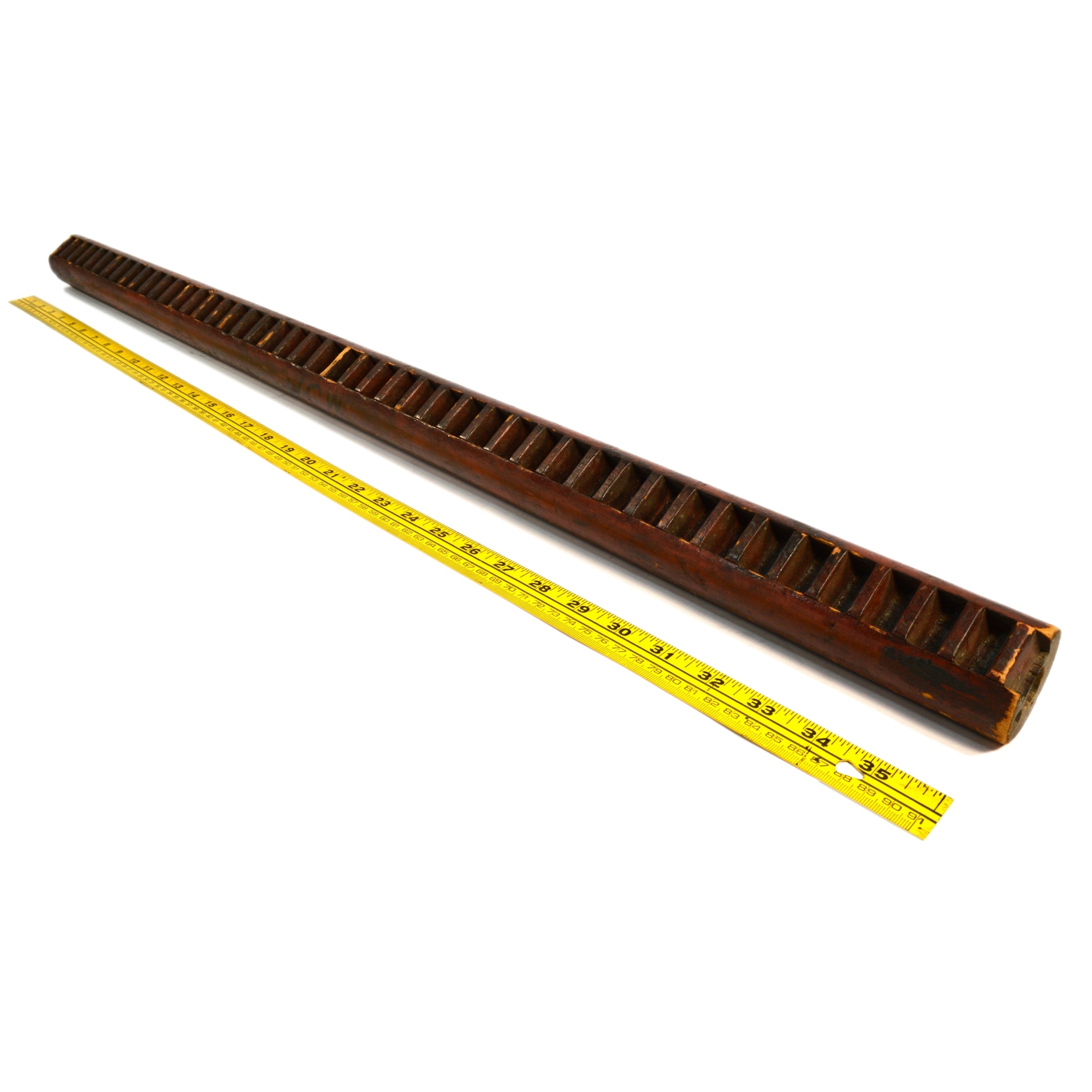 Vintage Industrial Wood Foundry Mold with 36 Slotted Rod - Steampunk Altered Art Pole for Home Decor, DIY Projects & Industrial Style Interiors