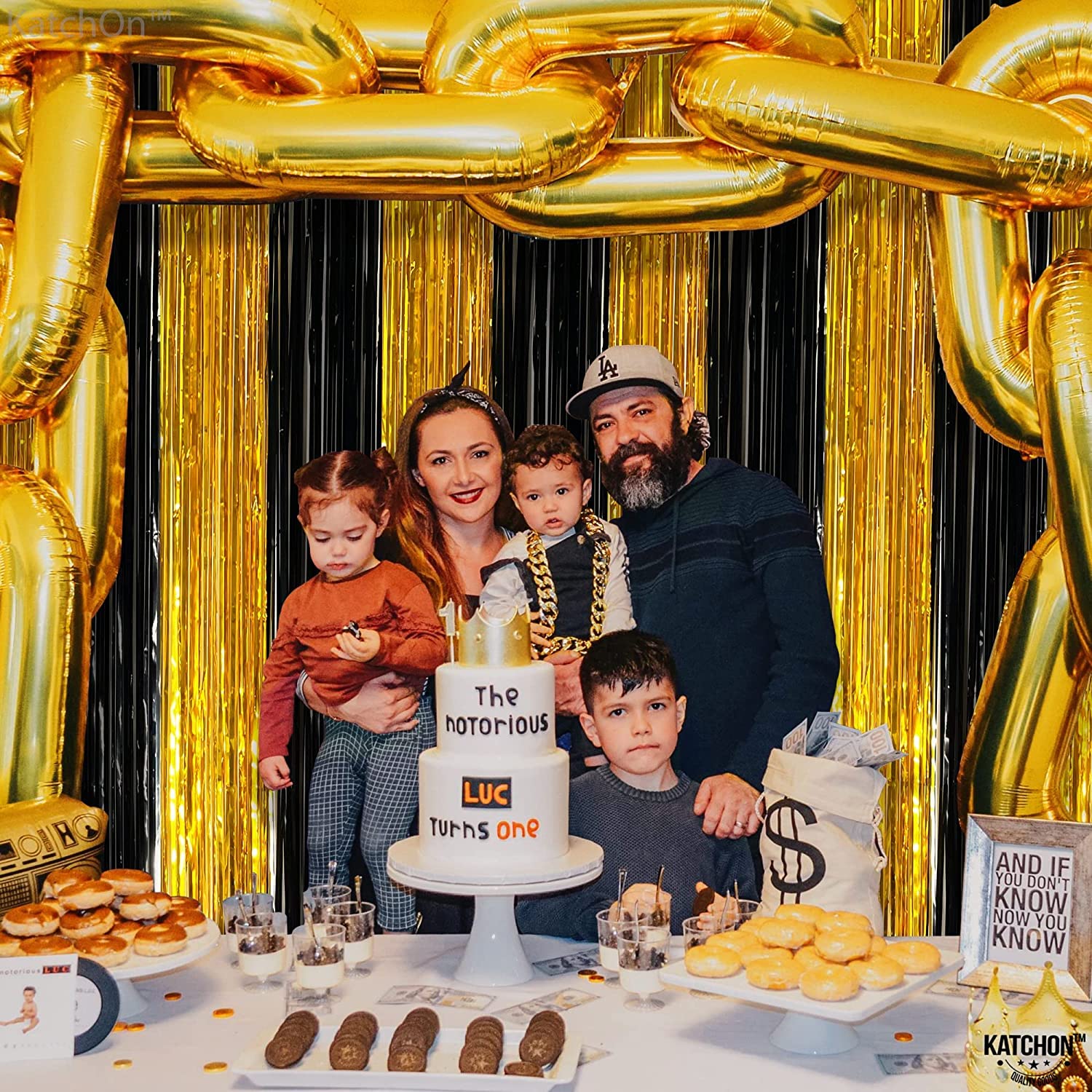 **KatchOn 22 Inch Gold Chain & Boombox Balloons - Pack of 32 | 90s Party Decorations for Hip Hop, Roller Skate & Retro Themed Events | Perfect for Birthday, Graduation & Anniversary Celebrations**