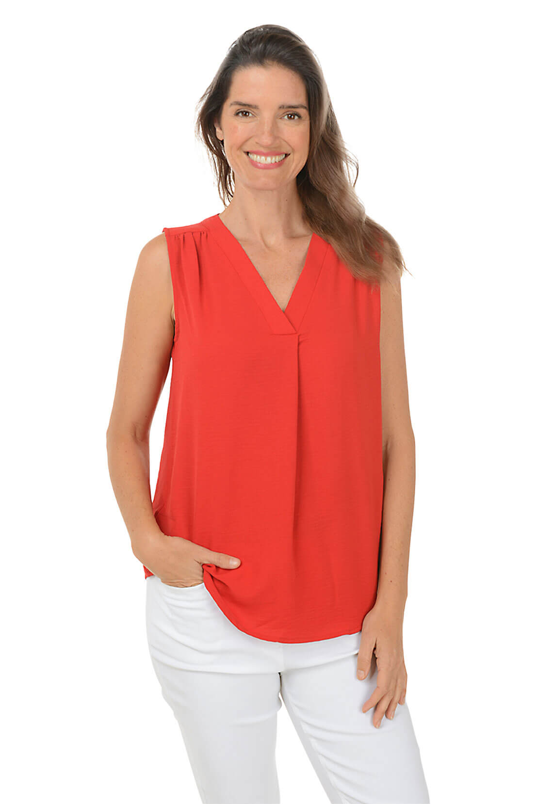 Elegant Inverted Pleat Sleeveless Blouse for Women - Office Wear & Summer Fashion - Perfect for Business Casual & Special Occasions