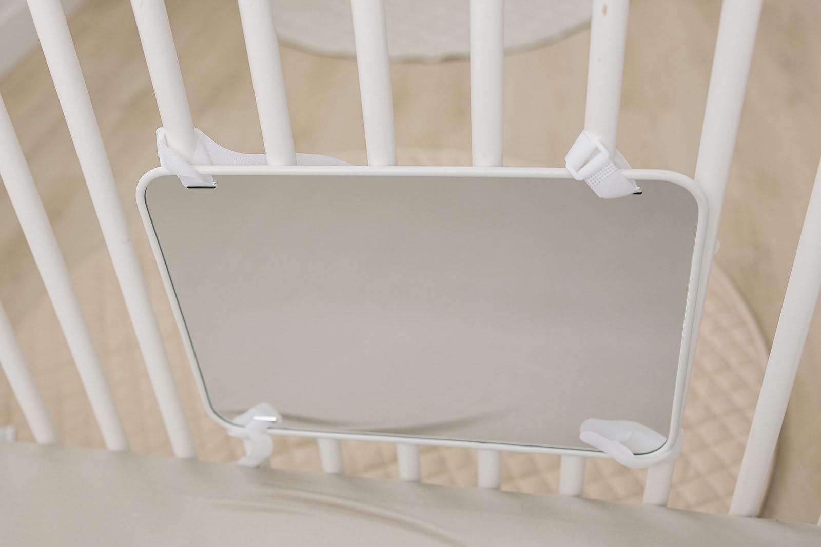 Genius Baby Toys Crib Mirror - Large Double-Sided High Contrast Infant Mirror for Newborns - Shatterproof & NICU Approved Safe Baby Mirror with Hospital-Grade Rubber - Perfect for Nursery, Playtime & Early Visual Development