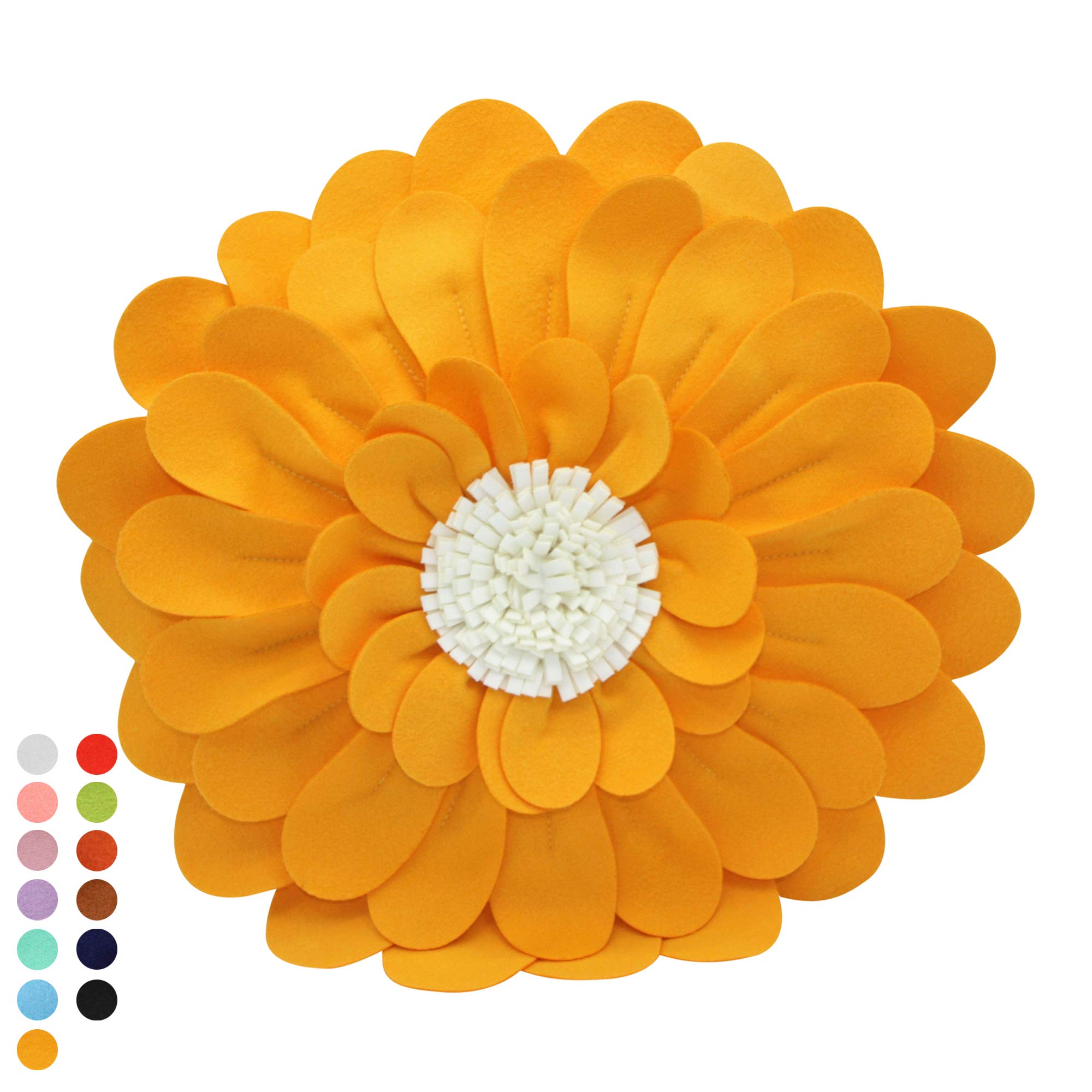 3D Happy Daisy Flower Throw Pillow - Soft & Cozy Round Decorative Pillow for Couch, Bed, Sofa - Unique Flower Shape Design Patented Home Décor Accent - Perfect for Living Room, Bedroom & Nursery Decor