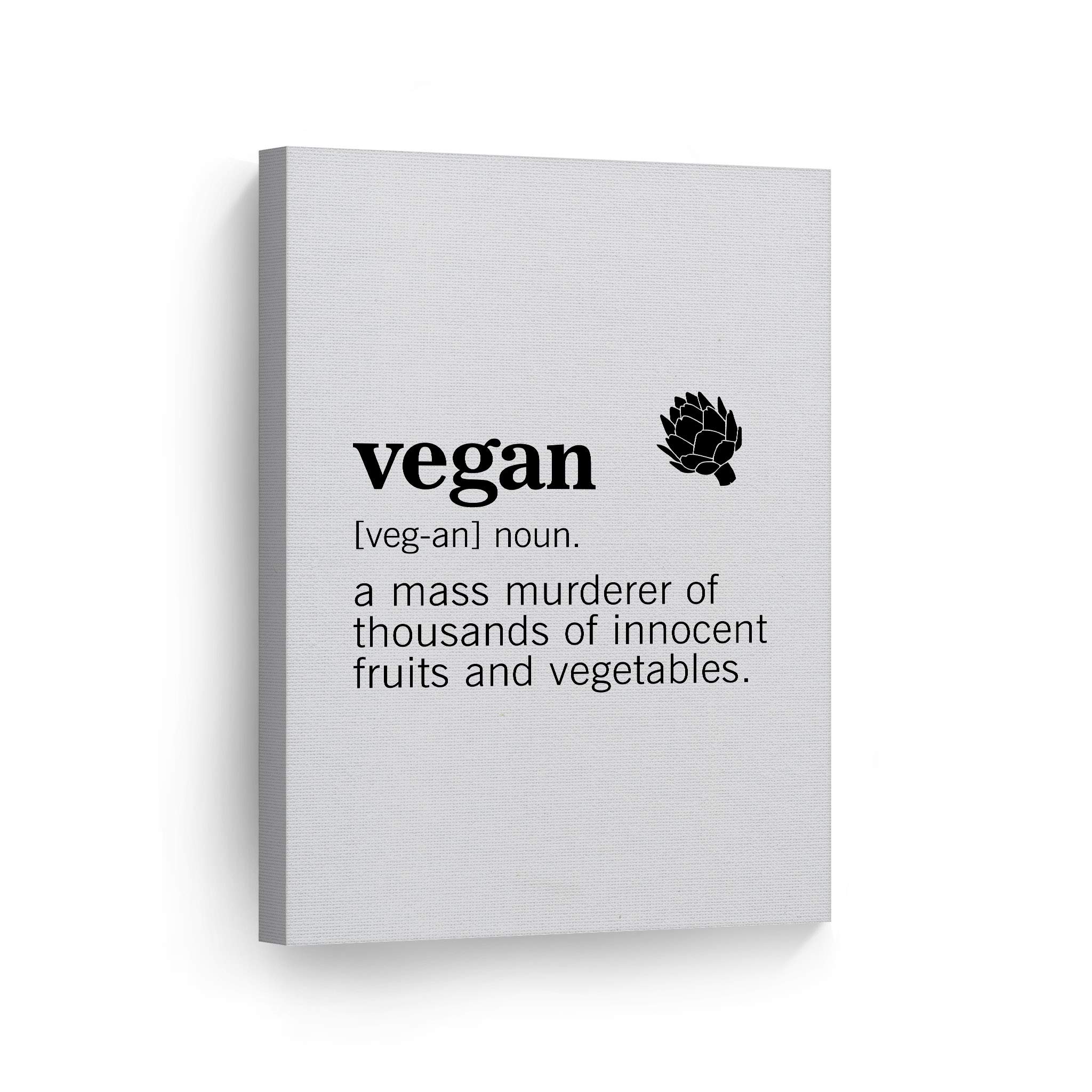 Vegan Definition Funny Quote Kitchen Canvas Wall Art Print - Ready to Hang 40x30 - Perfect for Restaurants, Cafes, Dining Rooms & Farmhouse Decor - Unique Housewarming Gift Idea