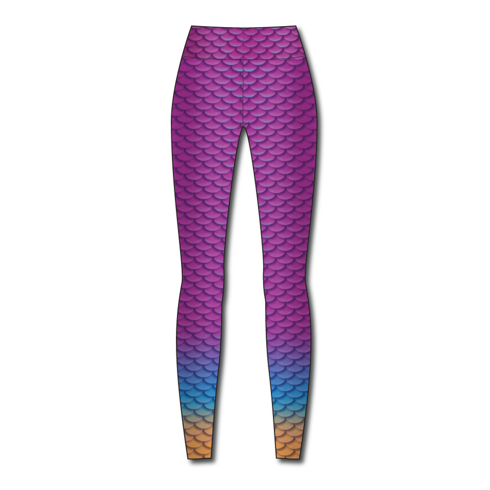 Cape Cali Aruba Mermaid Swim Leggings - High Waisted Tummy Control Swim Bottoms for Women - Perfect for Beach, Pool & Water Sports