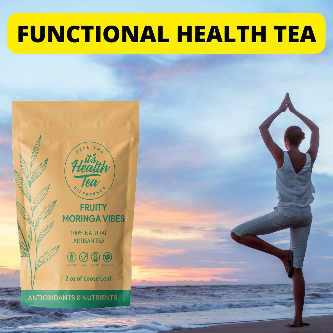 Organic Fruity Moringa Superfood Tea - Antioxidant Rich Vitamin Infused Herbal Supplement for Energy & Immunity (Hot or Iced Tea for Morning Boost & Wellness Routine)
