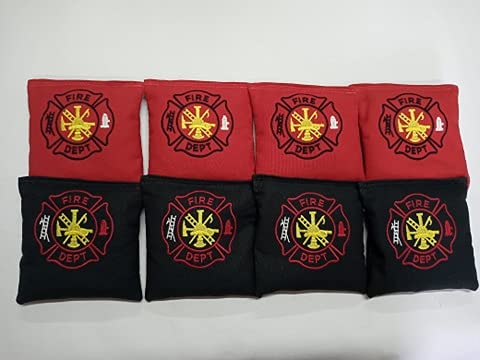 Fire Department Cornhole Bags - Official Firefighter Themed Bean Bags for Outdoor Games, Tailgating, and Backyard Parties