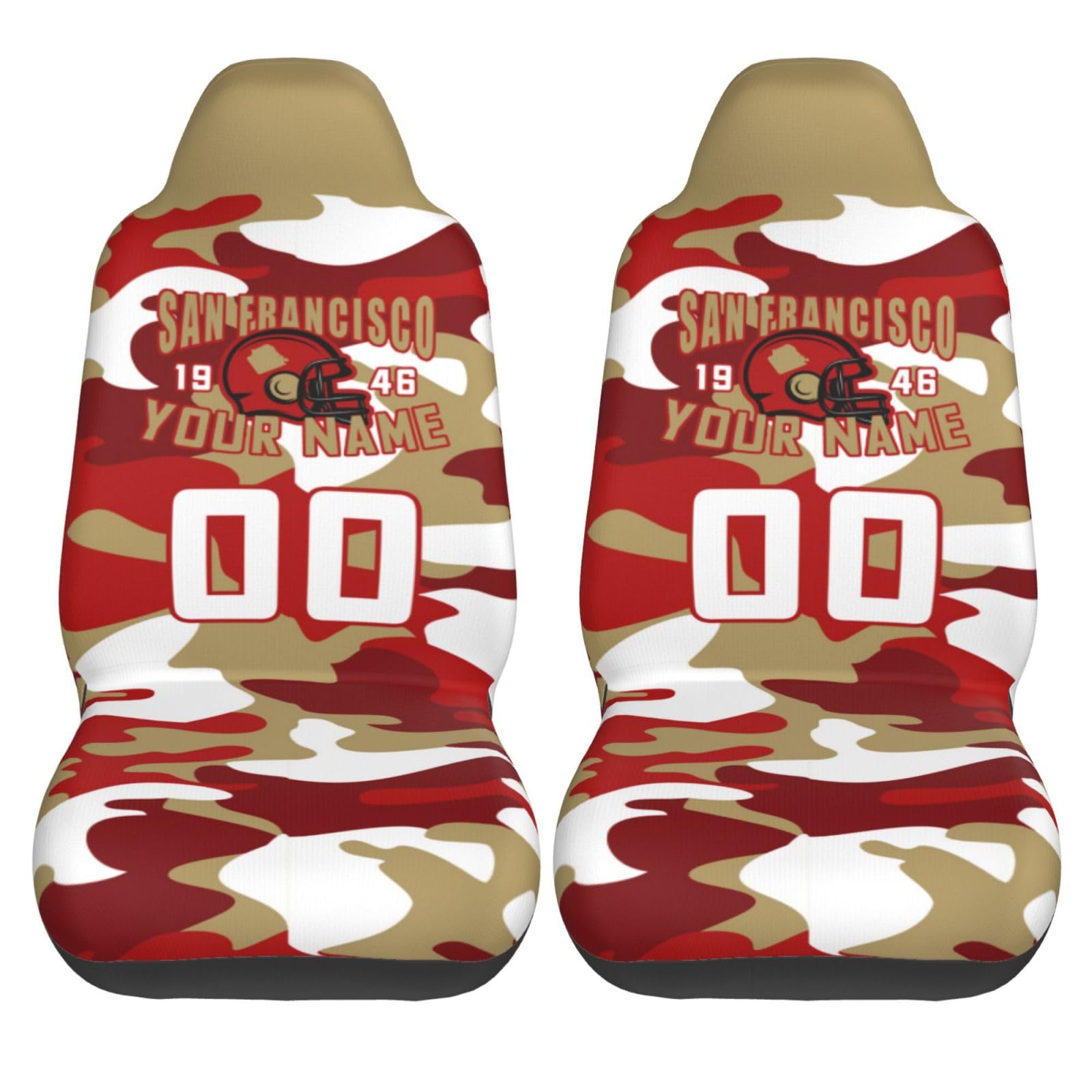 Custom San Francisco Car Seat Cover 1PC & 2PC - Personalized Car Interior Decor with Name & Number - Universal Fit for Most Cars, Trucks, SUVs, Vans - Perfect for Road Trips, Commuting & Protecting Seats
