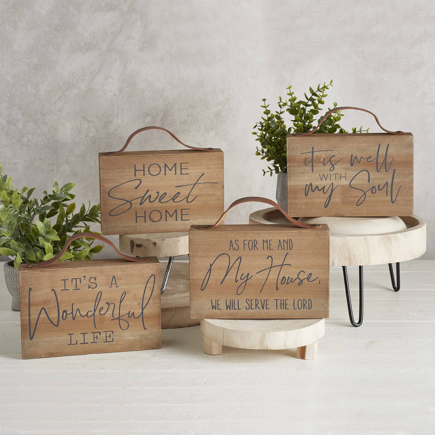 Faithworks Inspirational Farmhouse Wooden Sign - 8 x 5.25 Inch Rustic Home Decor with 'Wonderful Life' Message - Perfect for Wall Decor, Housewarming Gifts & Farmhouse Style Interiors