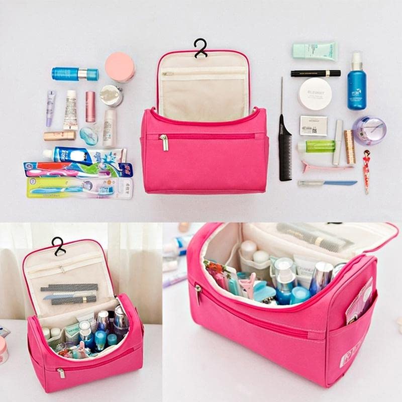 Coskira Waterproof Makeup Bag for Women - Travel Cosmetic Organizer with Brush Storage, Portable Toiletry Pouch for Gym, Vacation & Daily Use - Stylish Pink Beauty Accessories