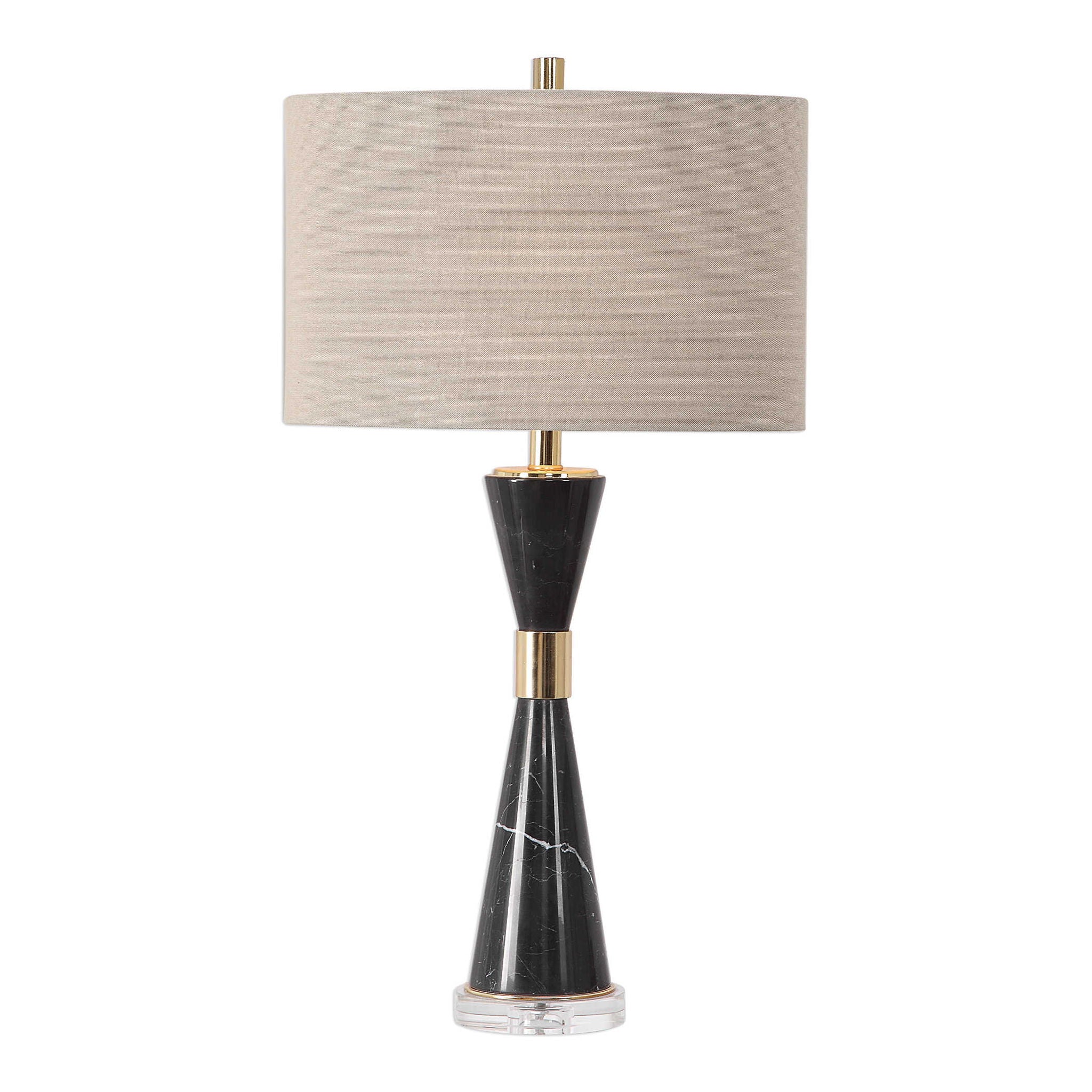Elegant Alastair Marble Table Lamp in Black - Modern Home & Office Decor Lighting for Living Room, Bedroom, or Study