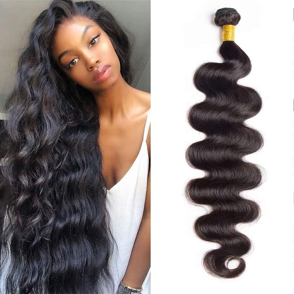 12A 34 Inch Brazilian Virgin Human Hair Bundles - 100% Unprocessed Body Wave Weave Hair Extensions, Natural Black Color for Styling & Volume Boost | Perfect for Daily Wear, Parties & Special Occasions
