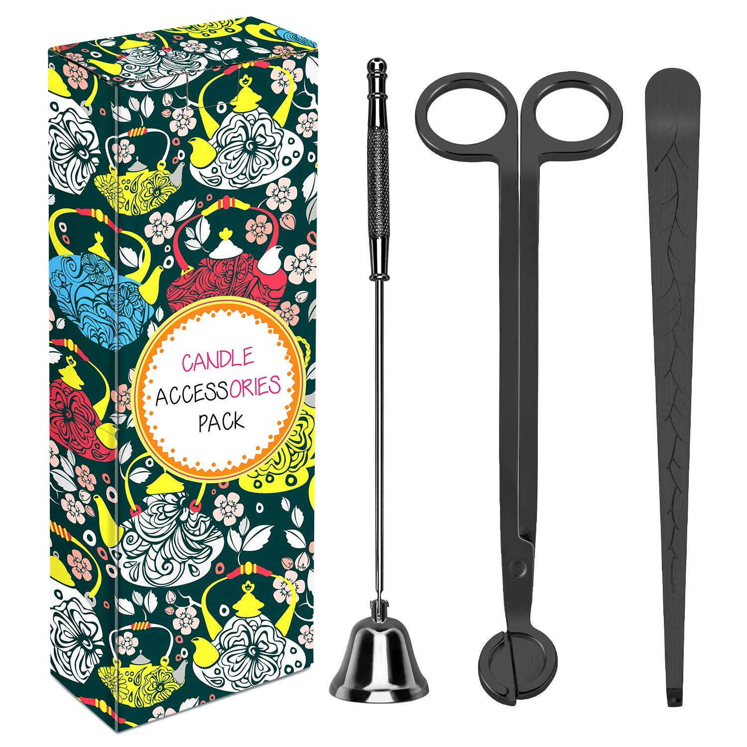 3 in 1 Candle Wick Trimmer & Snuffer Set - Stainless Steel Candle Accessories Kit for Candle Lovers (Dark Black) | Perfect for Home Decor, Relaxation & Aromatherapy