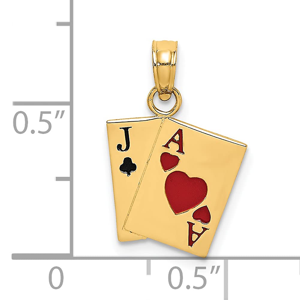 14K Yellow Gold Jack of Clubs & Ace of Hearts Playing Card Charms - Elegant Jewelry for Poker Lovers, Casino Night Outfits, and Unique Gift Ideas