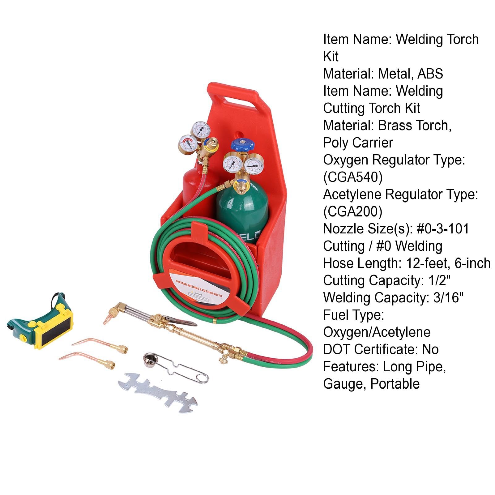 Oxyacetylene Torch Kit for Welding, Brazing & Cutting - Includes Oxygen & Acetylene Tanks, Long Pipe Brass Nozzle - Professional Metalworking Tool for DIY Projects, Auto Repair & Metal Fabrication