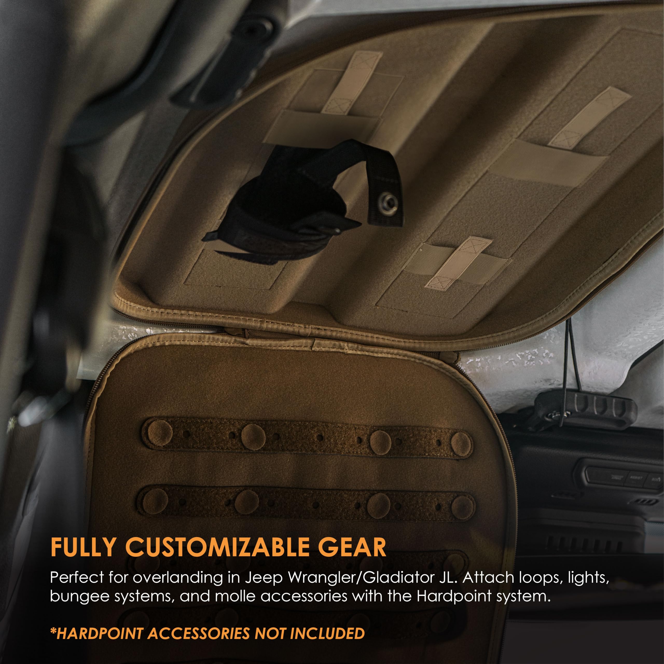 Hazard 4 Molded Storage Headliners Front Set for Jeep Wrangler & Gladiator - Black | Overhead Organizer for Car Accessories & Gear | Perfect for Off-Roading & Camping Trips