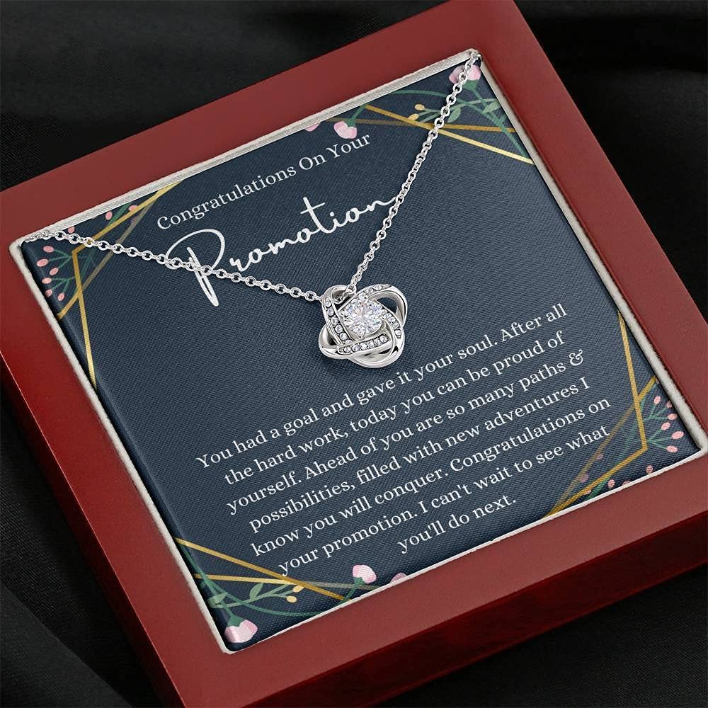 Handmade Love Knot Message Card Jewelry - Personalized Necklace for Women | Job Promotion Gift, Congratulations Present for Boss & Friends | Perfect for Celebrations, Anniversaries & Special Occasions