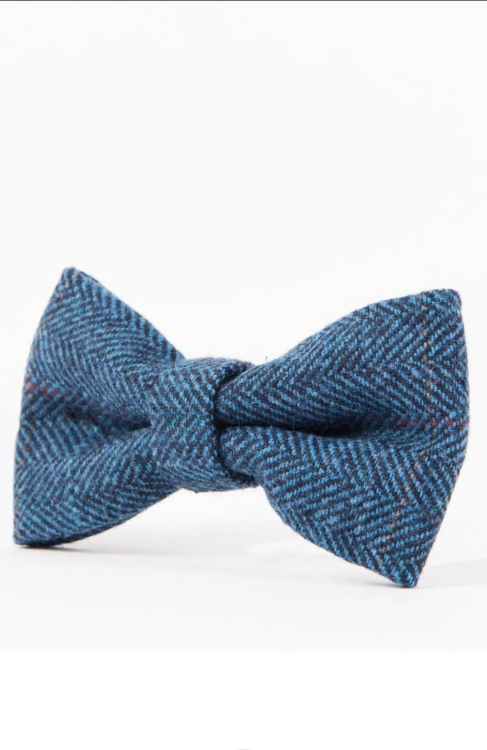Marc Darcy Dion Blue Tweed Check Bow Tie for Men - Classic Vintage Style Necktie for Weddings, Parties & Formal Events
