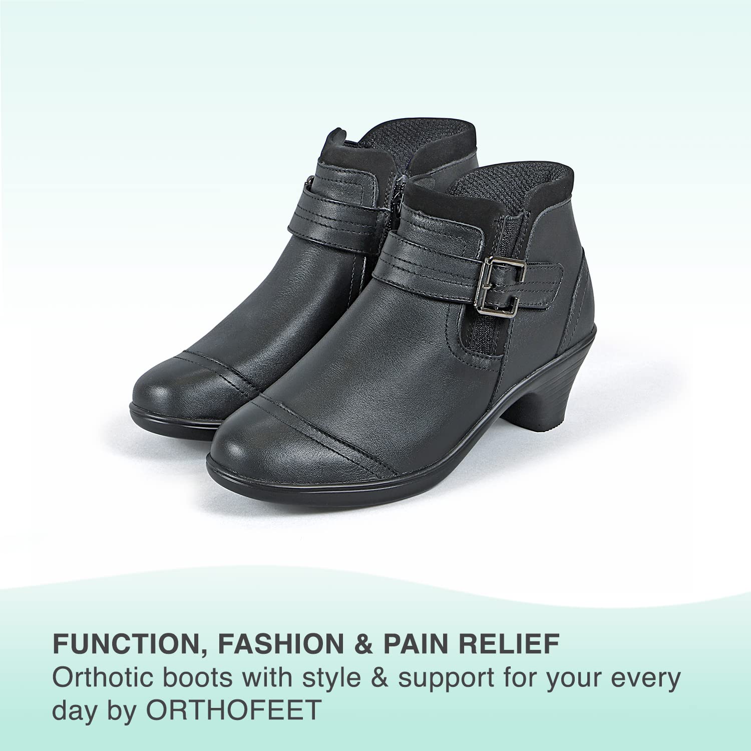 Orthofeet Women's Orthopedic Leather Emma Ankle Boots - Comfortable Supportive Shoes for Plantar Fasciitis, Arthritis & Diabetic Feet - Ideal for Walking, Work & Everyday Wear