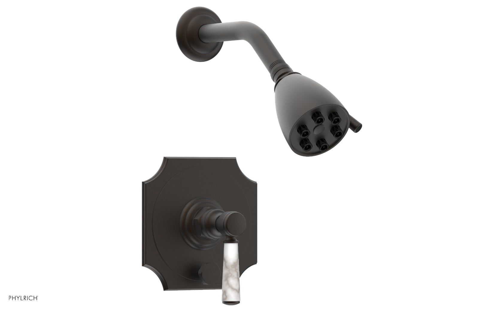 HENRI Pressure Balance Shower and Diverter Set with White Marble Handle - No Spout Included - Perfect for Bathroom Renovation and Modern Home Upgrade