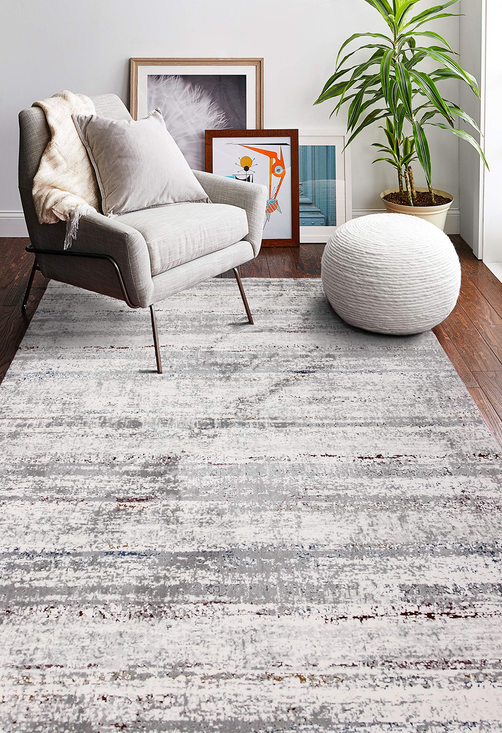 Luxury Bashian Collection Area Rug - 8.6' x 11.6' Power Loom Polyester Runner Rug for Entryway, Living Room, Bedroom - Soft Ivory Home Decor Carpet - Perfect for Modern Housewarming Gifts & Cozy Interior Design