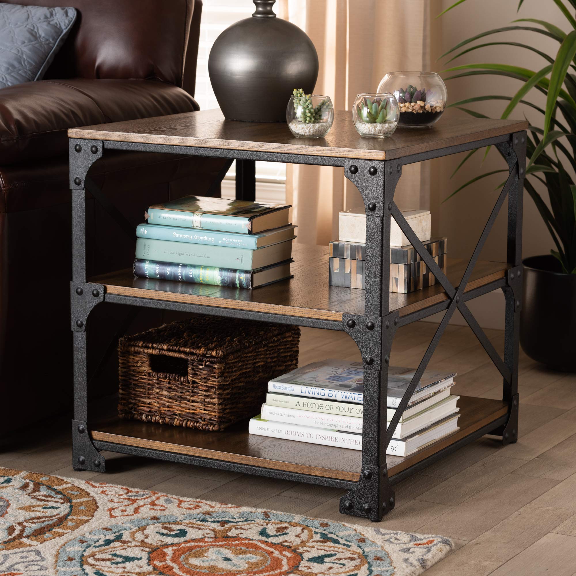 Baxton Studio Modern End Tables - Set of 2, Brown Wood Nightstand for Living Room, Bedroom - Perfect for Coffee Table, Sofa Side Table & Home Decor