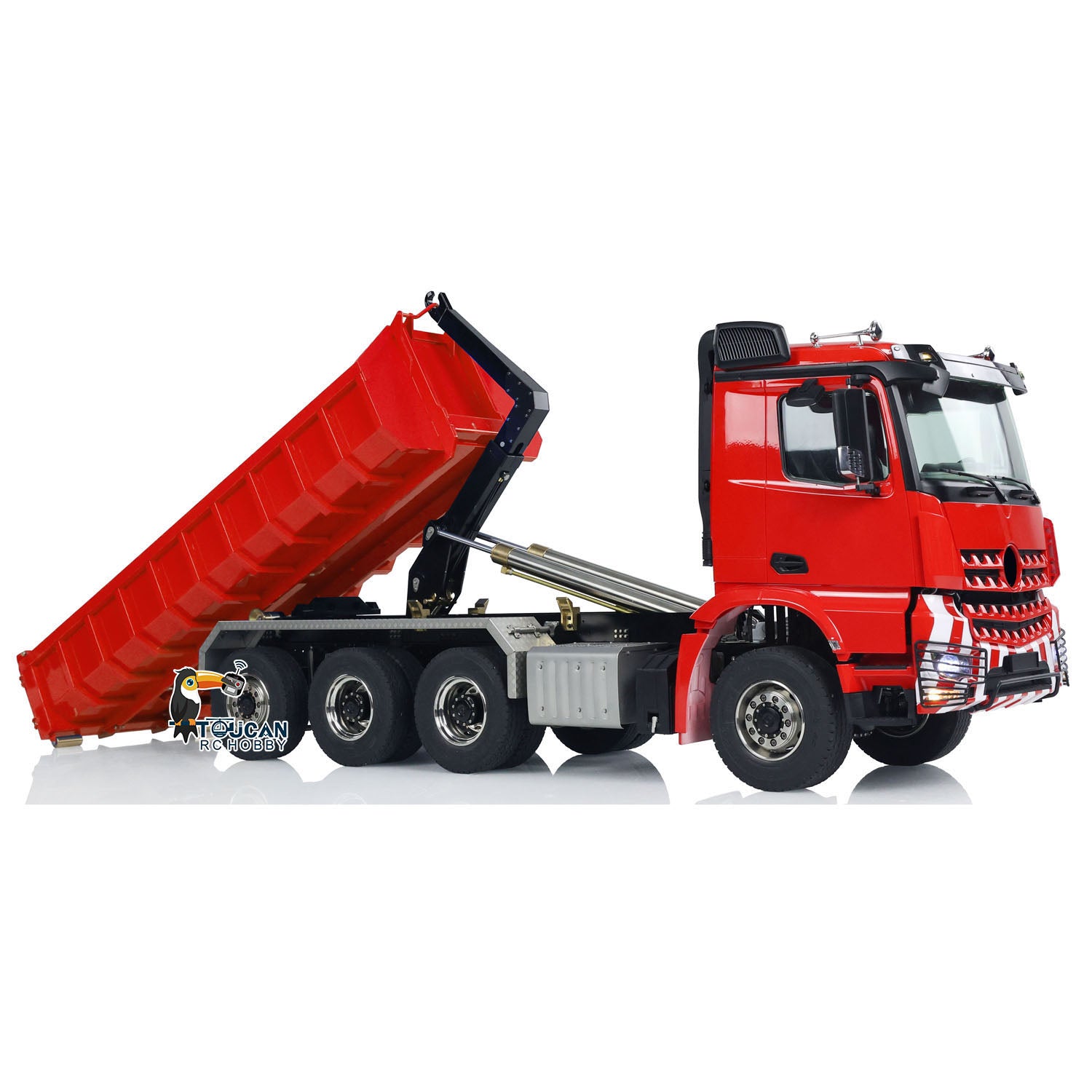 1/14 Scale 8x8 RC Hydraulic Dump Truck - Remote Control Construction Vehicle with Roll On/Off Function, Full Dumping System, PNP Version, Light & Sound Effects - Perfect for Construction Simulation, RC Hobbyists, and Kids Outdoor Play