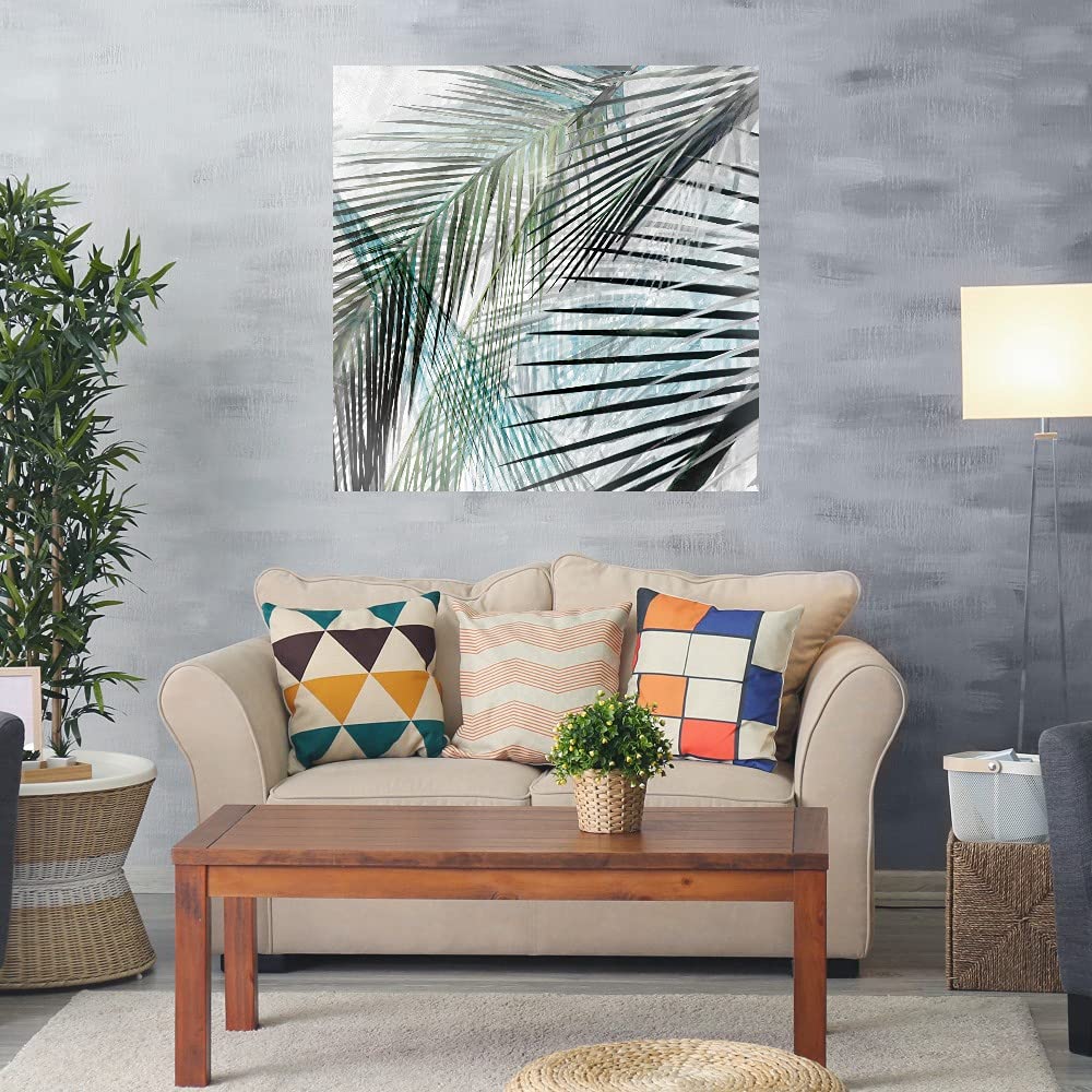 Tropical Breeze Canvas Wall Art - Hand-Painted Fine Art Decor for Living Room, Bedroom, Office & More - 22x22 Inch Ready to Hang Painting - Perfect for Coastal, Boho & Modern Home Decor