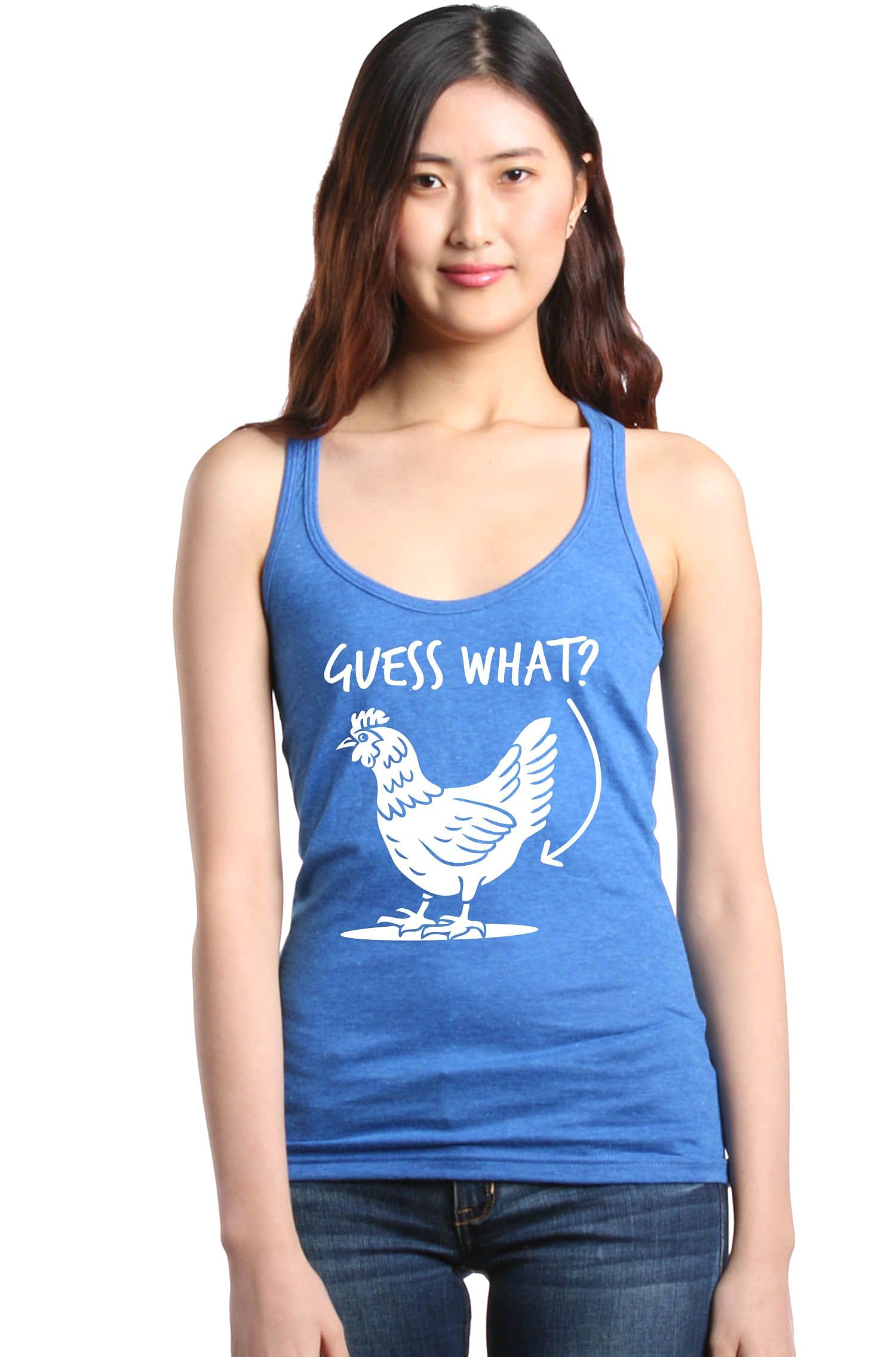 Guess What? Chicken Butt Women's Racerback Tank Top - Slim Fit Workout & Casual Wear for Gym, Running, Yoga & Summer Outfits