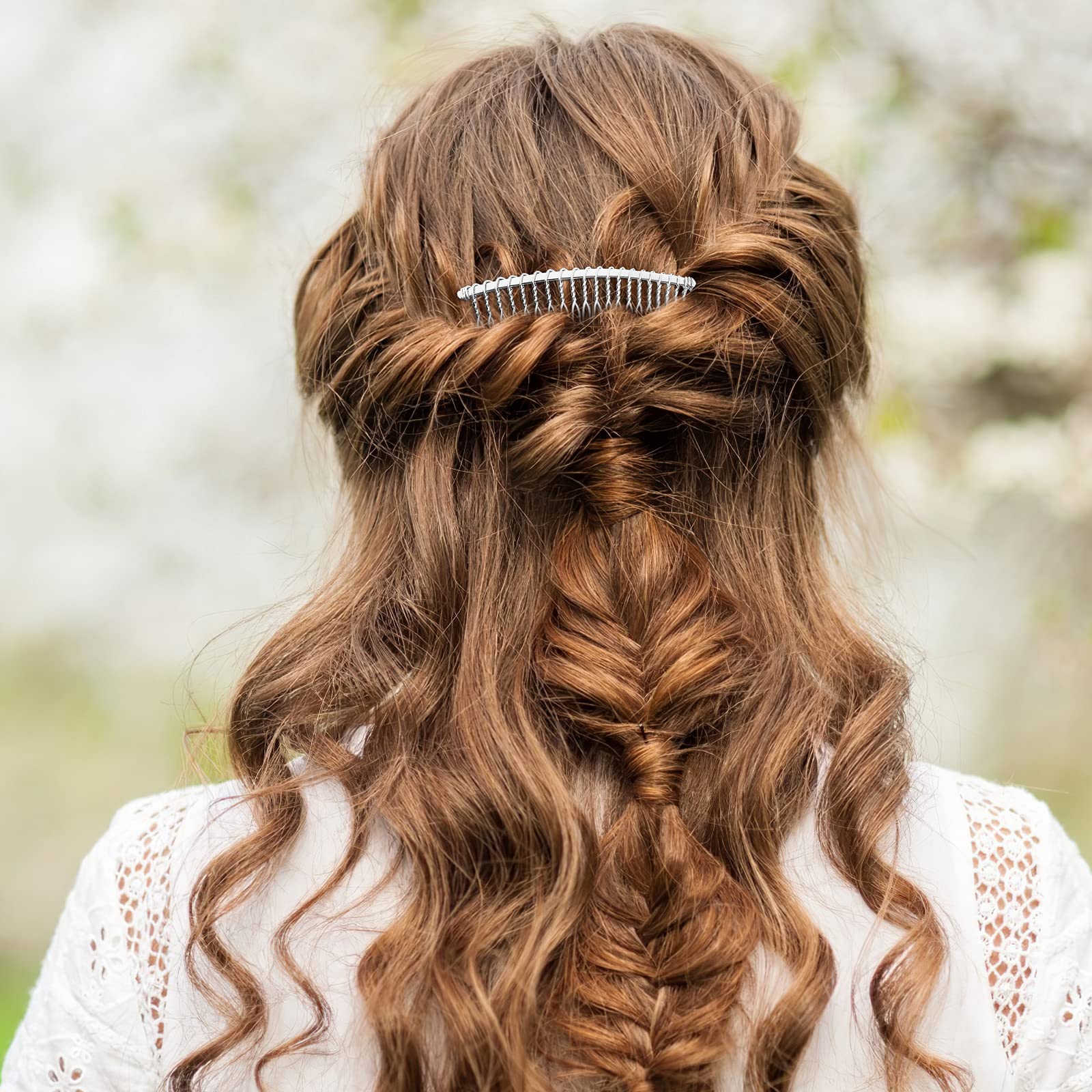 TINKSKY 7.8cm 20 Teeth Silver Metal Wire Hair Clip Comb - Elegant Bridal Wedding Veil Accessory for DIY Hair Styling, Prom, and Special Occasions