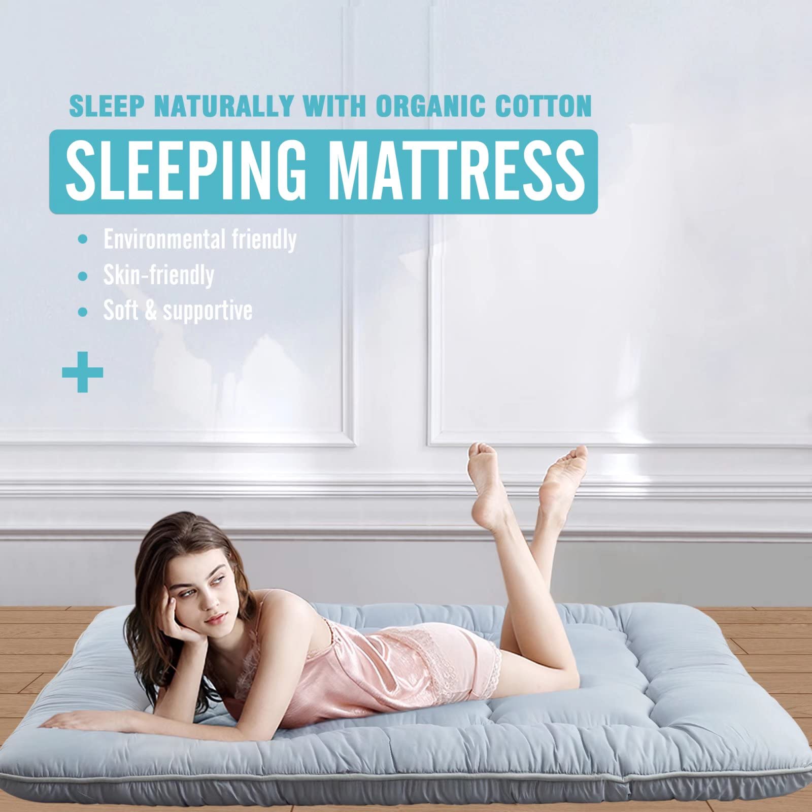 KIAYACI Futon Mattress - Full Size Floor Mattress for Adults, Camping & Indoor Use - Portable Sleep Mat for Tents, Guest Beds & Small Spaces