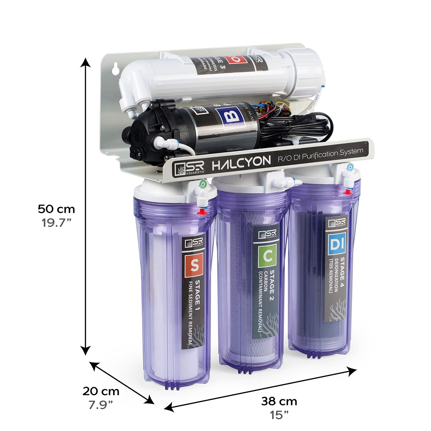 Halcyon 4 Stage PRO Reverse Osmosis Deionization Water Purification System - Home, Aquarium & Laboratory Use
