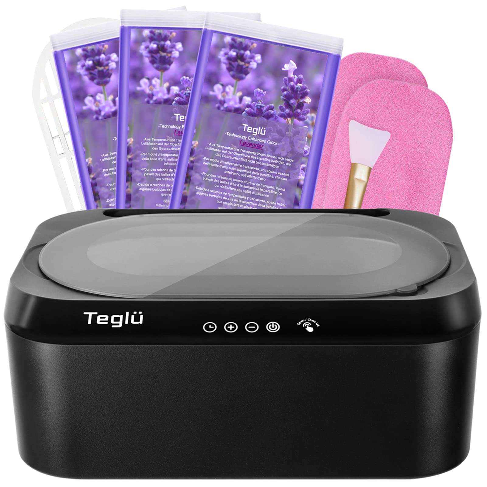 Teglu 4L Paraffin Wax Bath Machine for Hands & Feet with Auto Lid - Includes 3pcs Wax, Gloves & Brush - 200W Home & Salon Spa Therapy (FHC-2222) - Perfect for Pain Relief, Moisturizing & Relaxation