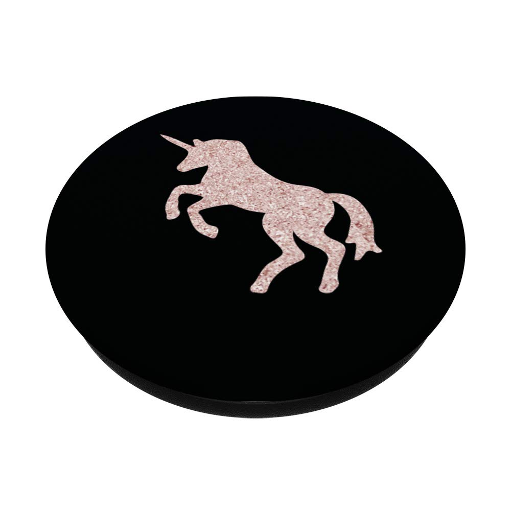 Rose Gold Unicorn Wall Art Print - Beautiful Black Background Home Decor for Bedroom, Living Room & Nursery