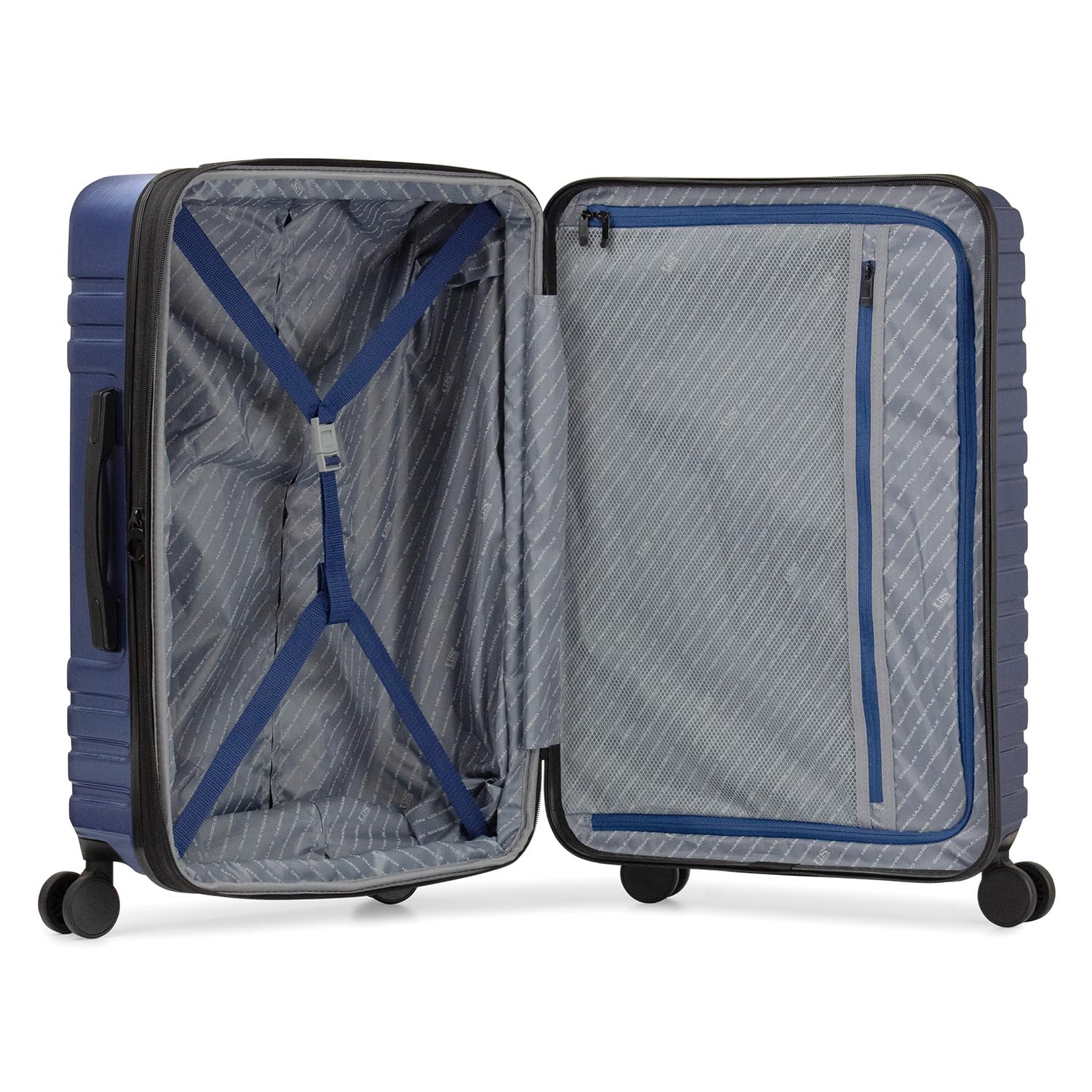 U.S. Traveler Boren 30-Inch Polycarbonate Hardside Spinner Luggage - Rugged Checked Suitcase with 8 Wheels & Aluminum Handle (Navy Blue) - Perfect for International Travel & Business Trips