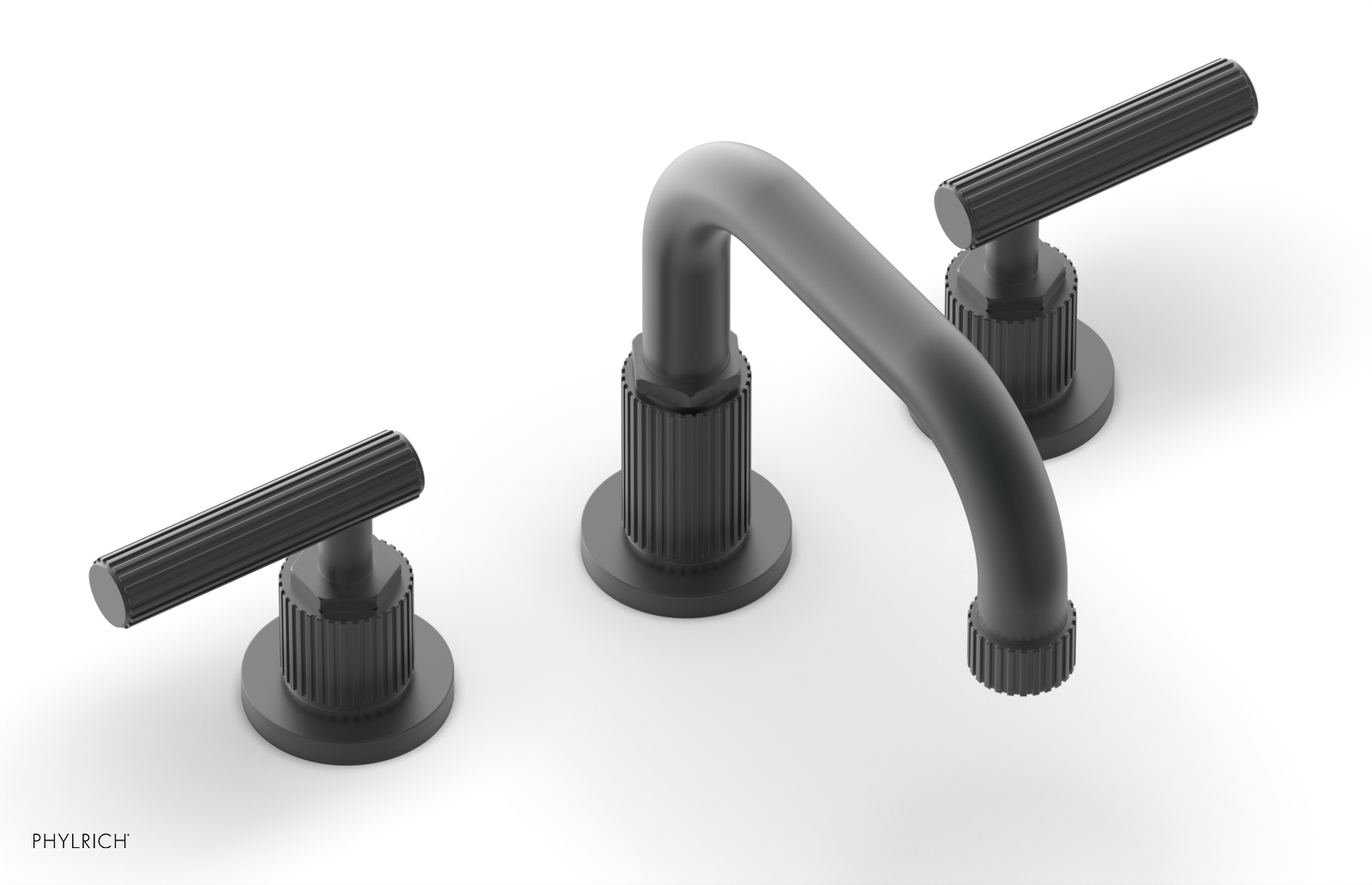 DUSTRIE Widespread Bathroom Faucet with Lever Handle - Grooved Design (Model 370-04) for Modern Vanity Sinks & Powder Rooms