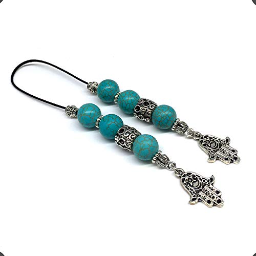 BEGLERİ - Turquoise Round Beads / Hamsa -12 mm-
