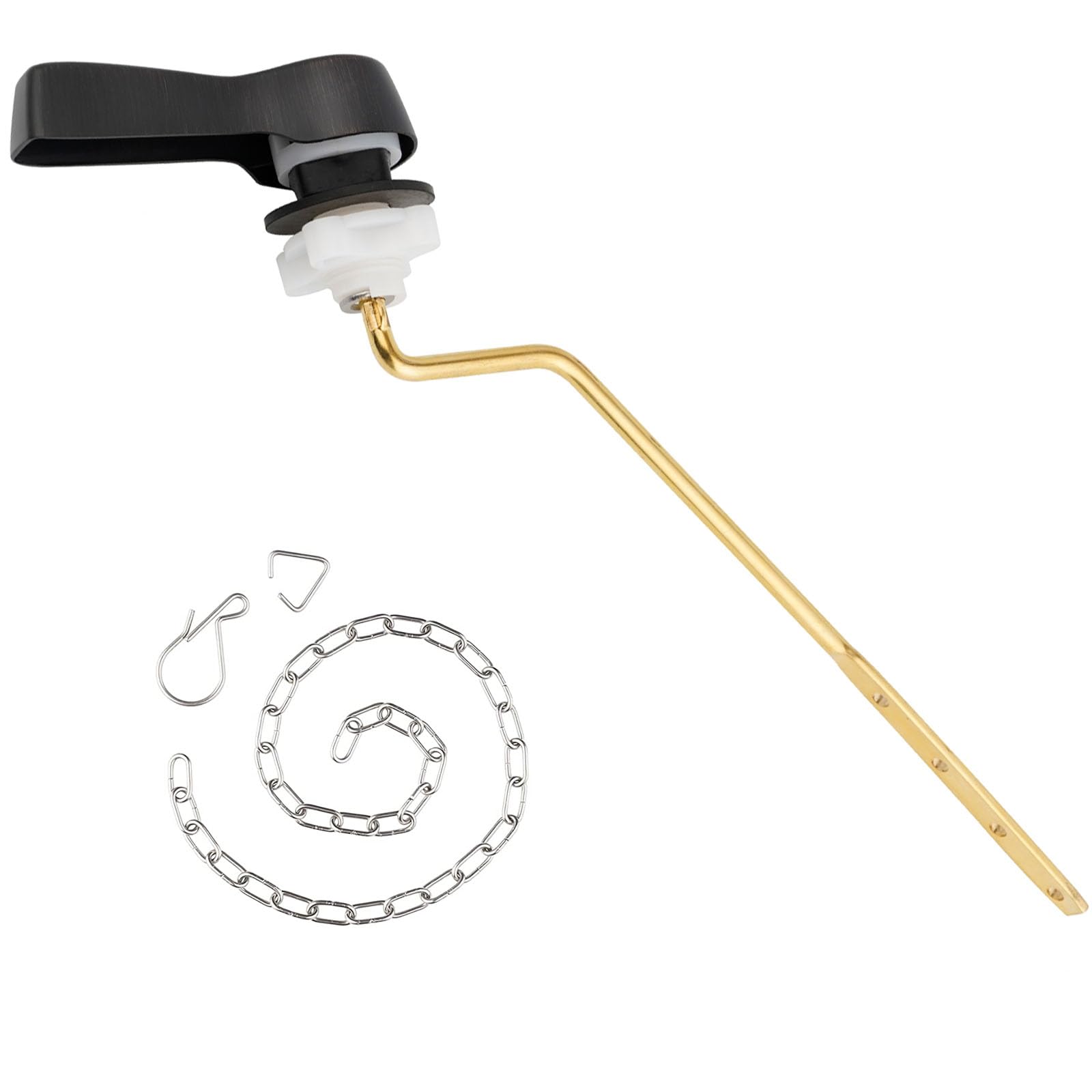 Universal Metal Side Toilet Flush Handle Replacement - Solid Brass, Oil Rubbed Bronze - Compatible with Kohler, American Standard, TOTO, Mansfield - Angle Mount Design for Easy Installation - Perfect for Bathroom Renovation & Toilet Repair