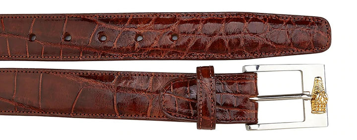 2008 Genuine Alligator Skin Belt for Men - Premium Peanut Brown Leather Strap - Perfect for Business, Casual & Formal Occasions