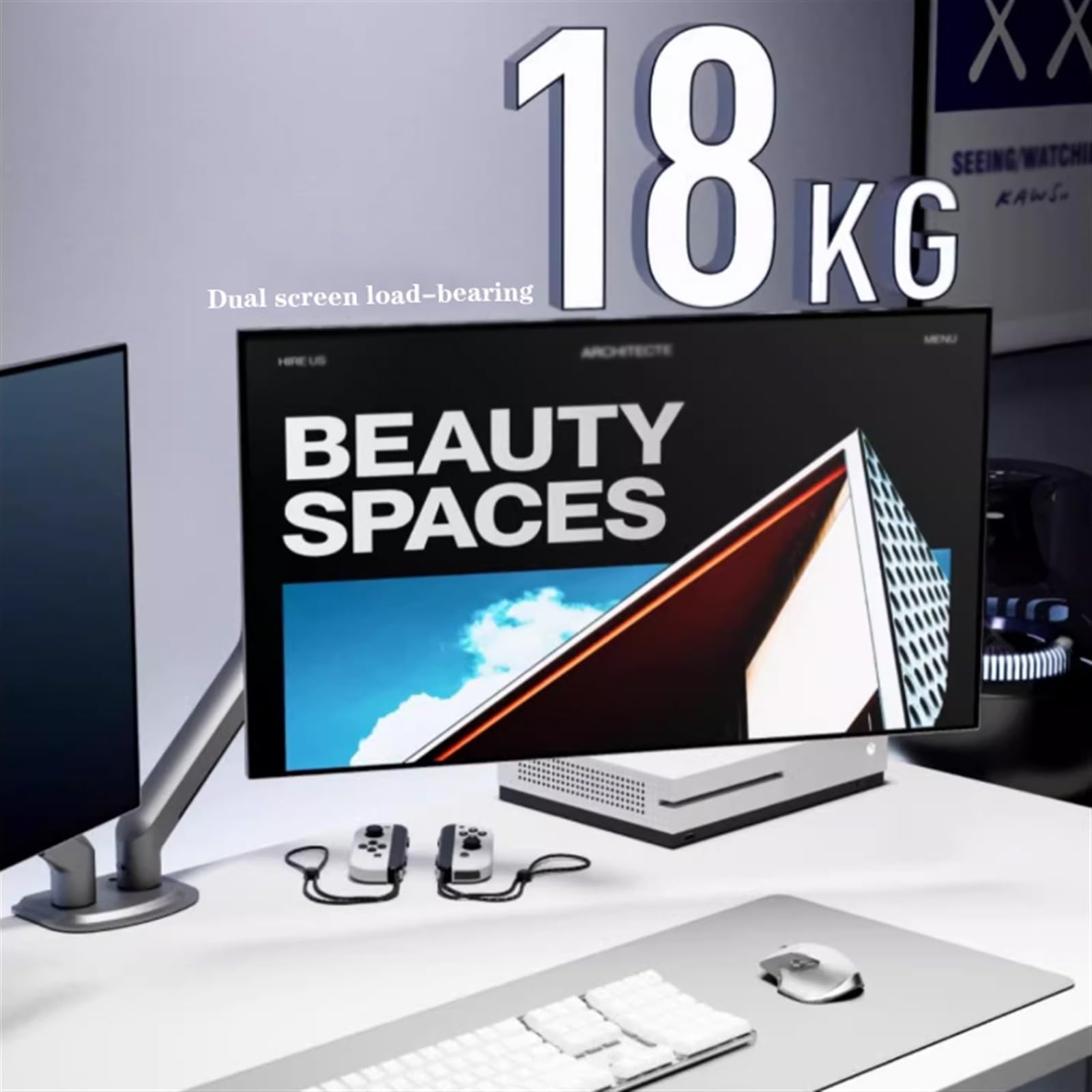 Dual Monitor Stand for 17-32 Inch Screens - Adjustable Height VESA 75x100mm Mount - Heavy Duty Desk Mount Holds 19.8lbs Per Arm - Perfect for Home Office, Gaming Setup & Workstation Ergonomics