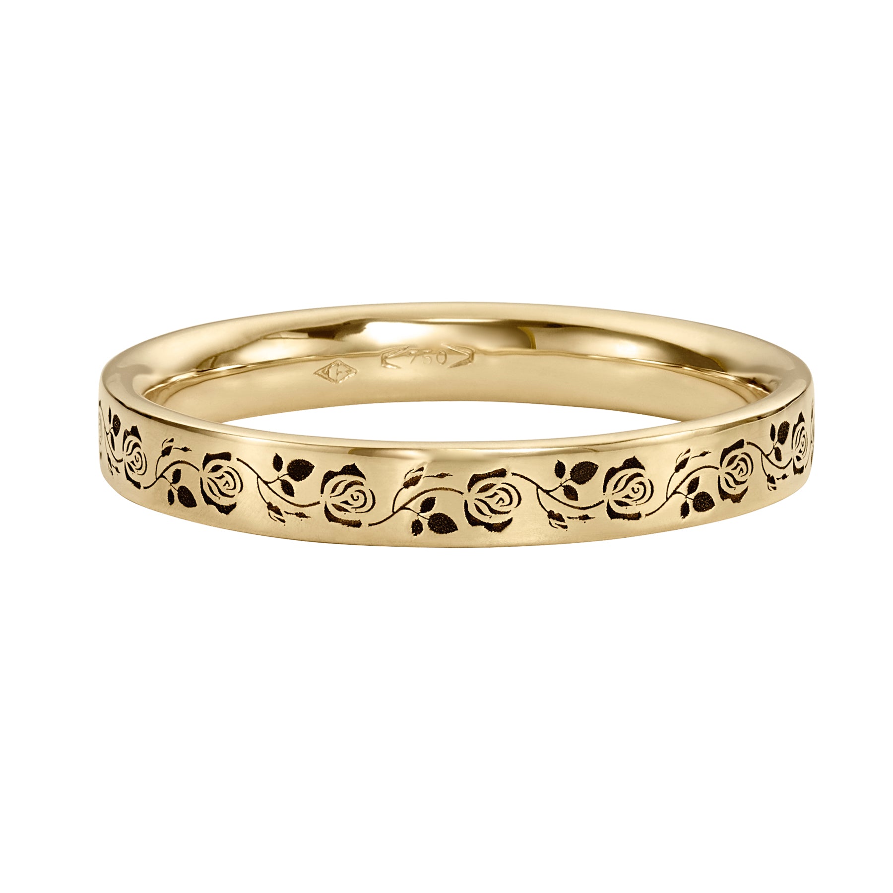 Black Rose Engraved 14K Gold Wedding Band for Women - Classic Full Eternity Ring for Anniversary, Engagement & Bridal Jewelry - Perfect Gift for Her