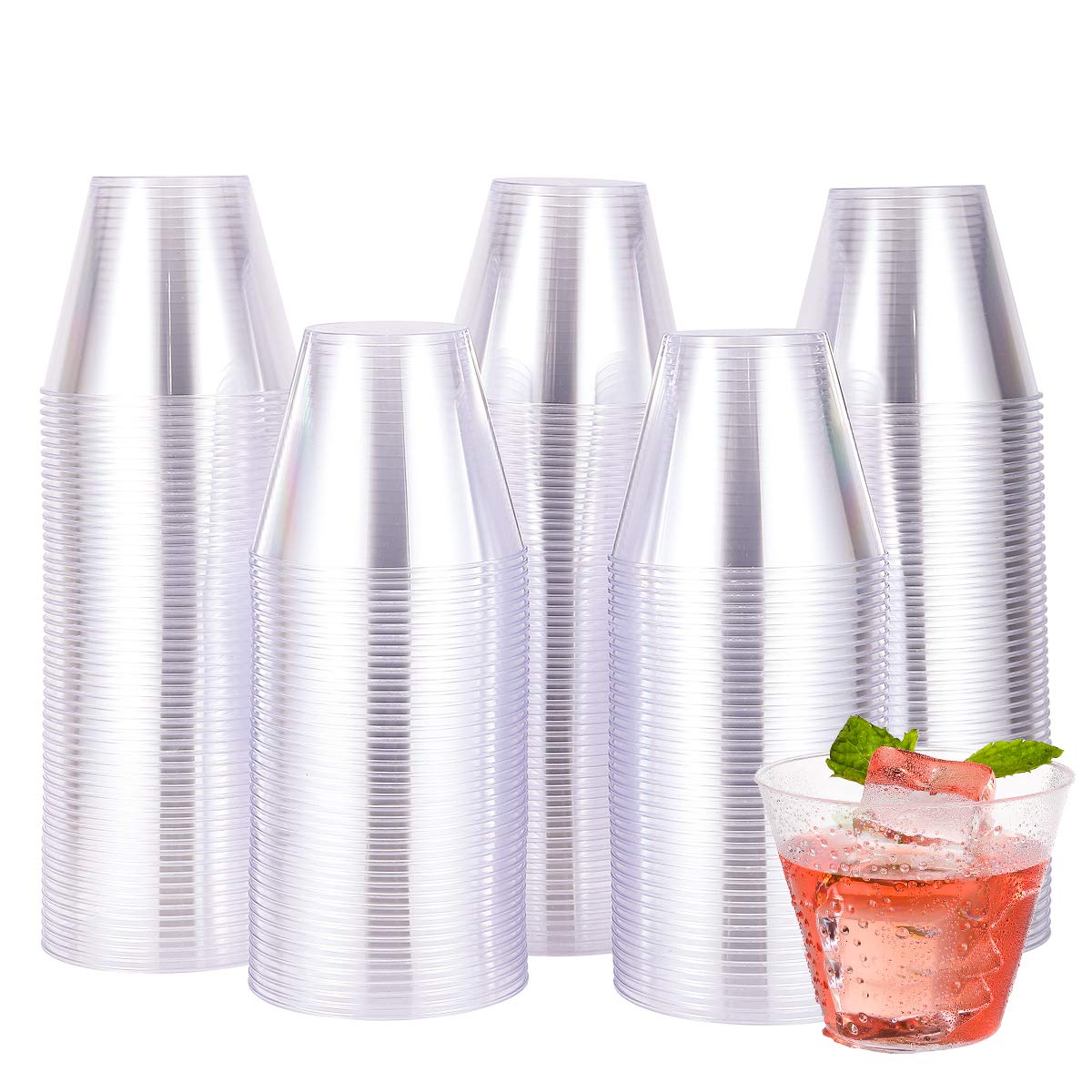 JOLLY CHEF 12oz Clear Disposable Plastic Cups - Heavy Duty Party Tumblers for Thanksgiving, Halloween & Christmas - Bulk Pack of 50 - Perfect for Beverages, Cocktails, and Holiday Celebrations